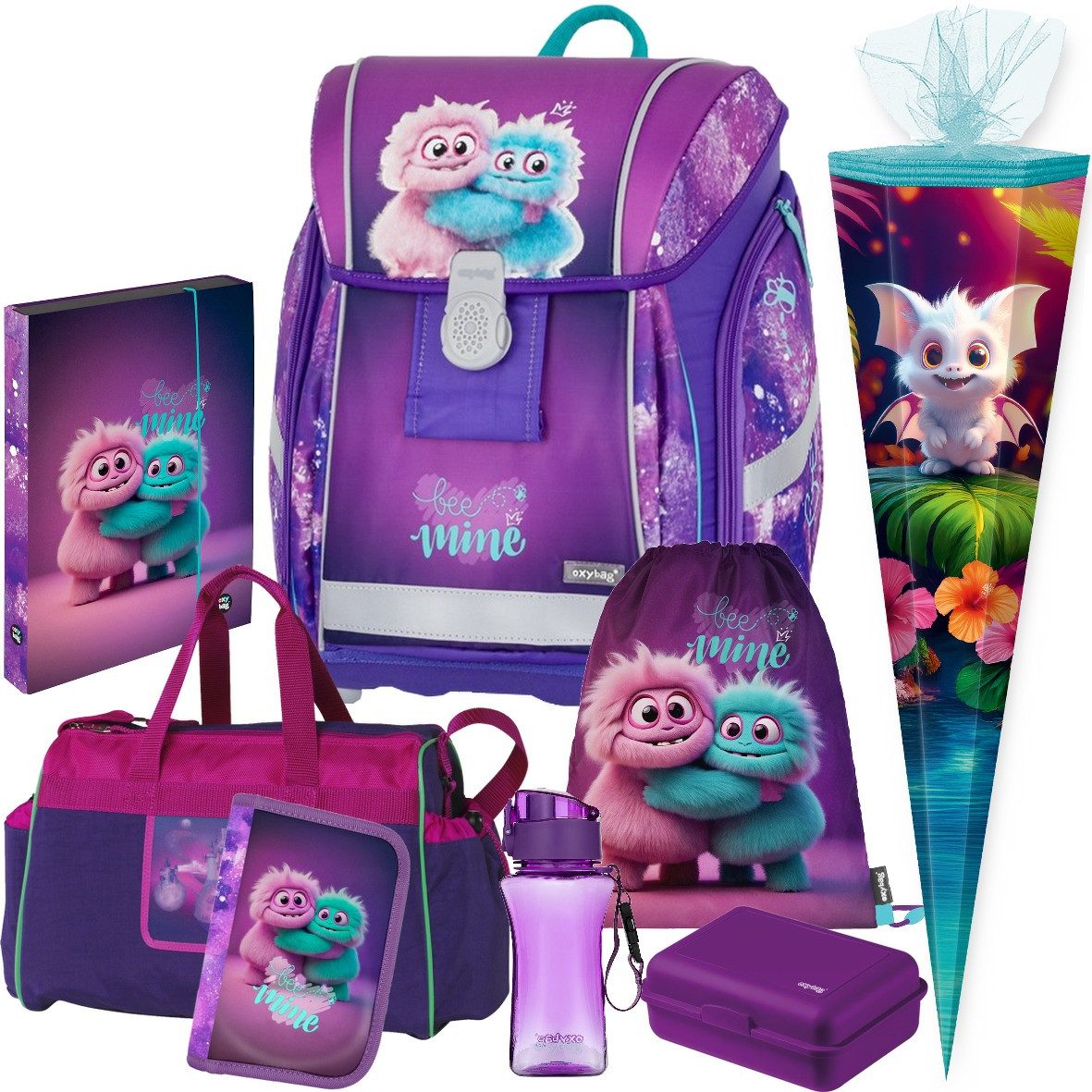 OXYBAG Schulranzen 1.Klasse Mädchen in unterschiedlichen Sets (8-tlg)