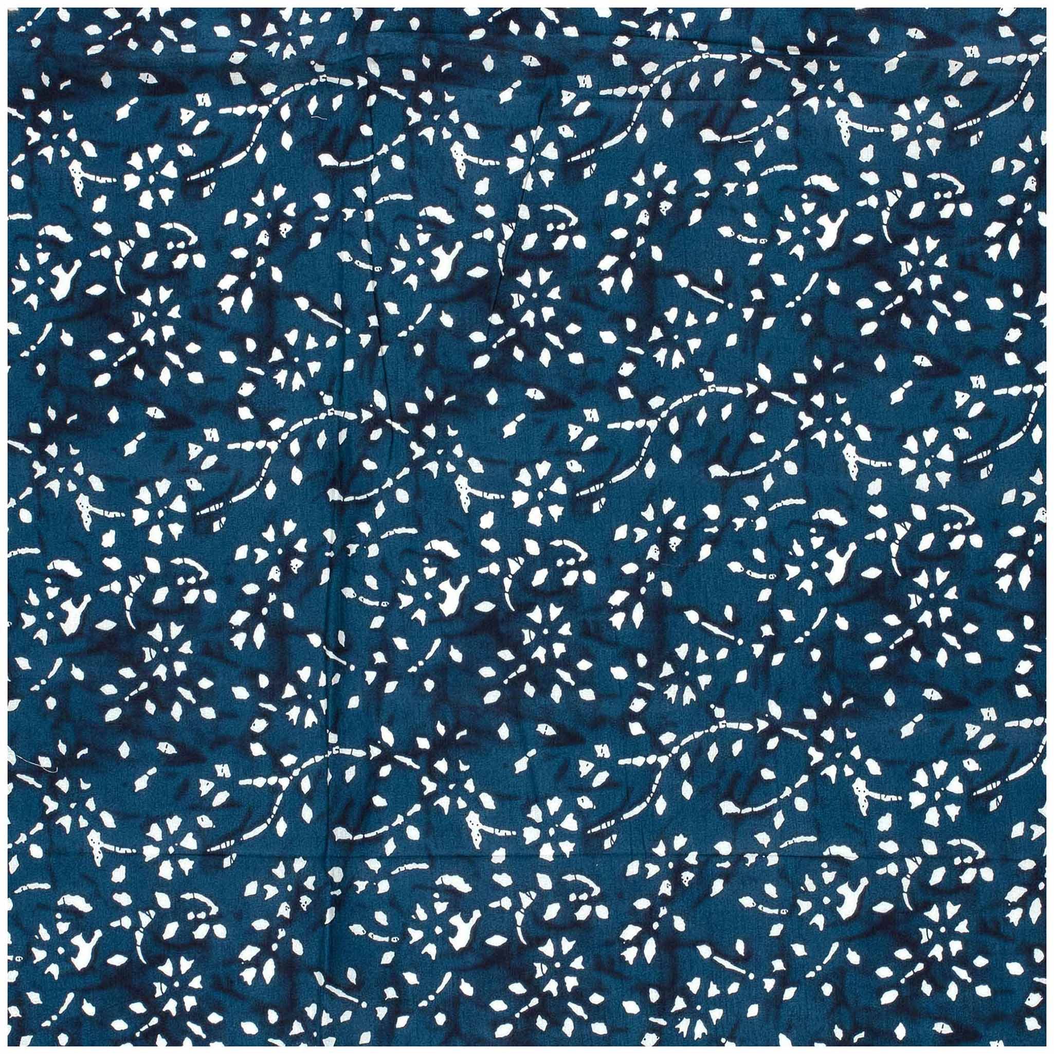maDDma Stoff Baumwoll-Voile Stoff Florales-Muster Batik Meterware 145cm breit, marineblau