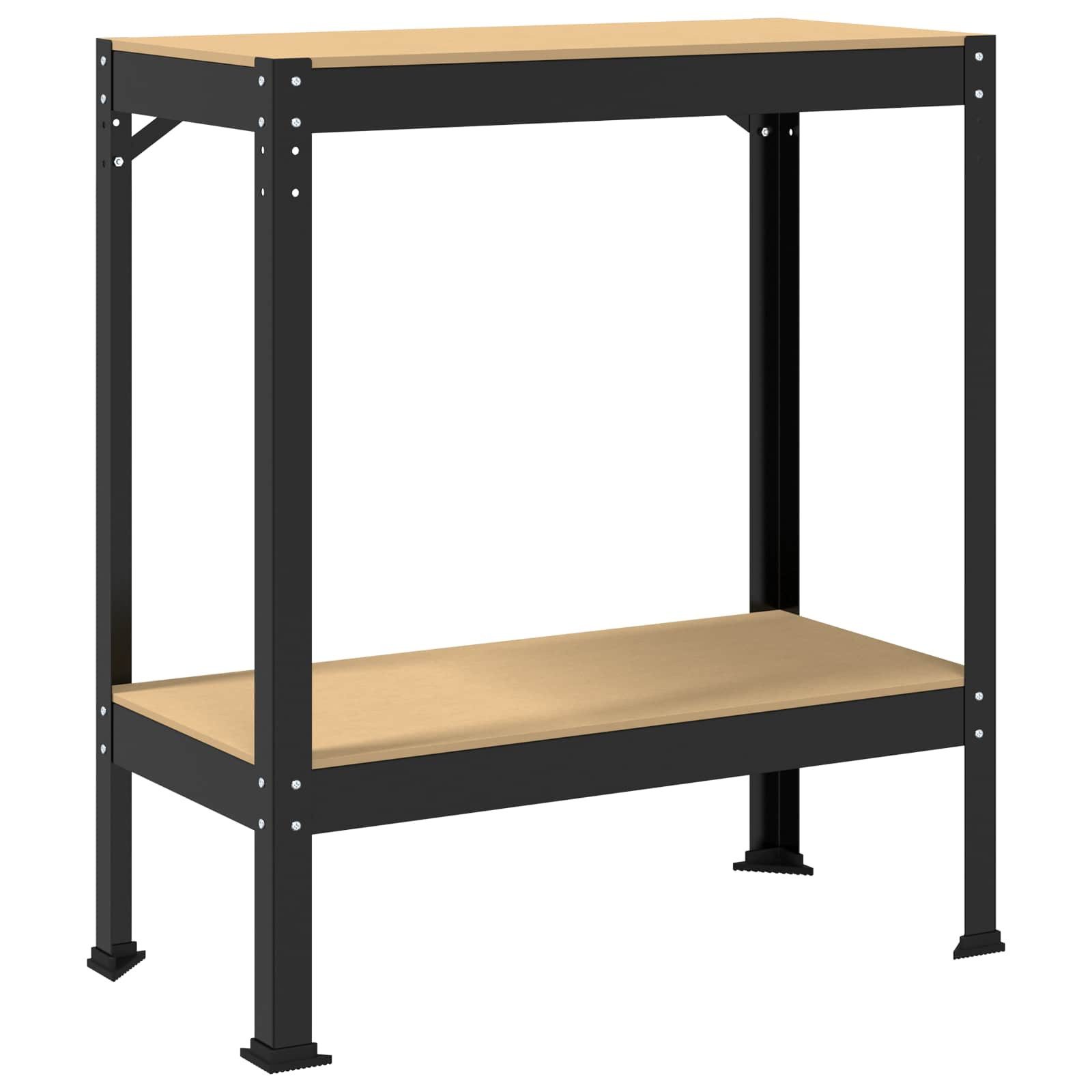 vidaXL Werkbank Werkbank mit Regal Schwarz 81 x 41 x 91 cm Sperrholz und Metall