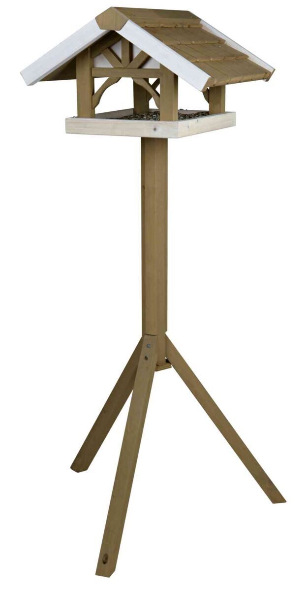 TRIXIE Vogelhaus Stehendes Vogelfutterhaus - grau/weiß - 45 × 28 × 44 cm/1,25 m