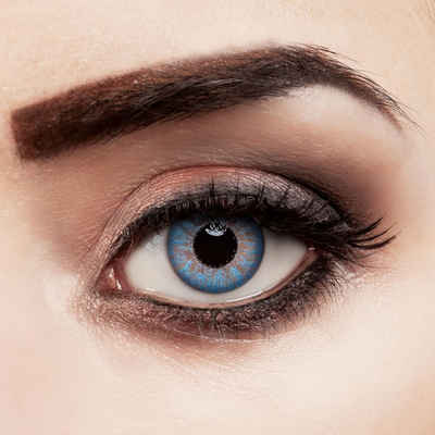 aricona Farblinsen Kontaktlinsen natürlich blau farbige Jahreslinsen stark deckend, ohne Stärke, 2 Stück