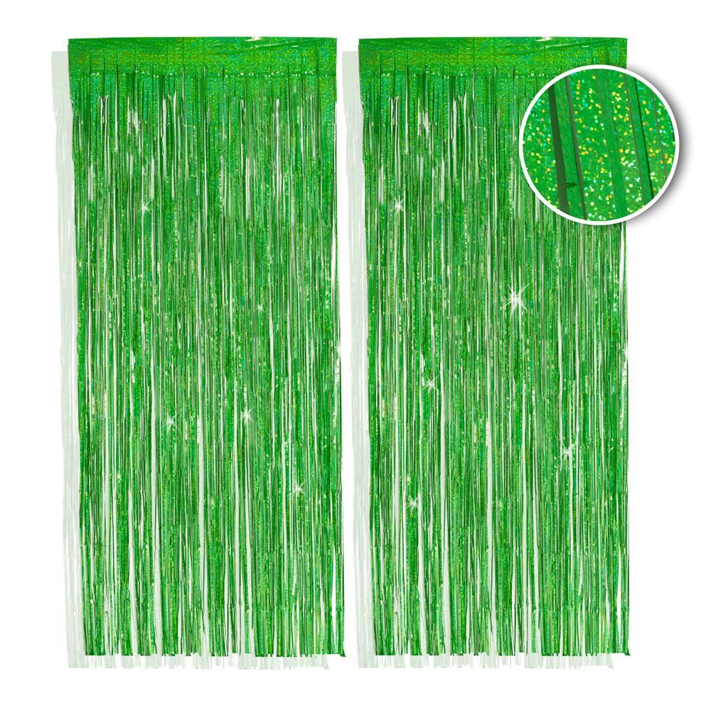 PHENO FLAGS Flagge 2 Stück Lametta Vorhang - Deko, Lametta Girlande für Ihre Party, Funkelnden Metallic-Look