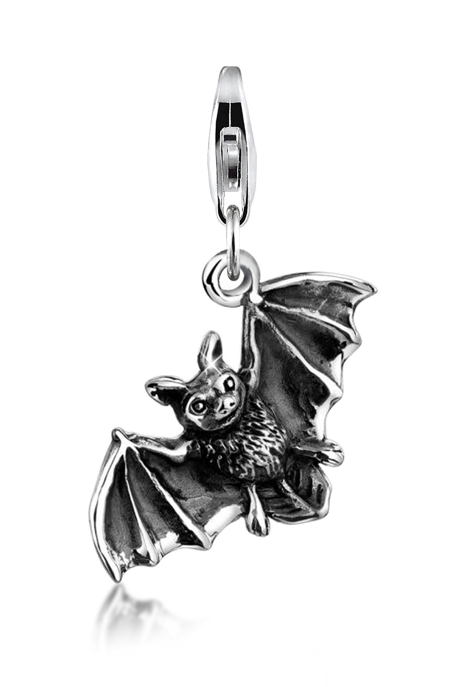 Nenalina Charm-Einhänger Anhänger Fledermaus Halloween 925 Silber, Fledermaus