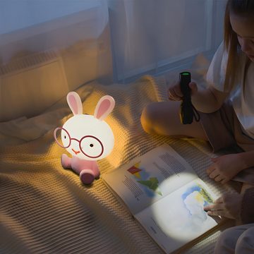 Retoo LED Nachtlicht Kinder LED Kinderzimmer Hase Baby Nacht Lampe Nachttischlampe, 3 Lichtfarben, Geringe Größe und Handlichkeit, Das perfekte Geschenk