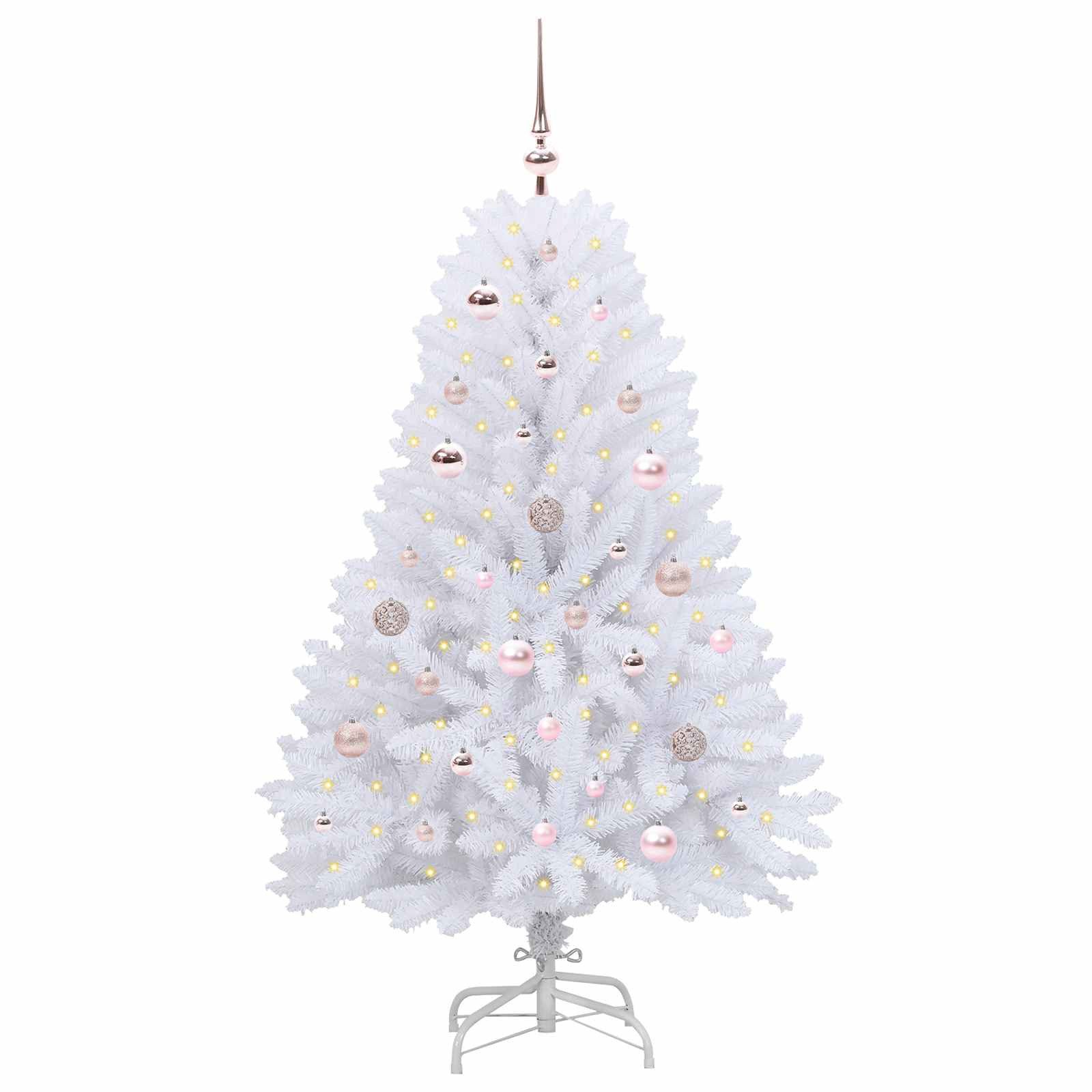 vidaXL Künstlicher Weihnachtsbaum Künstlicher klappbarer Weihnachtsbaum Weiß 150 cm PVC und Stahl