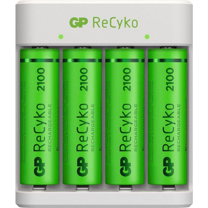GP Batteries ReCyko E411 mit 4 x AA 2100 mAh NiMH-Batterien Batterie-Ladegerät