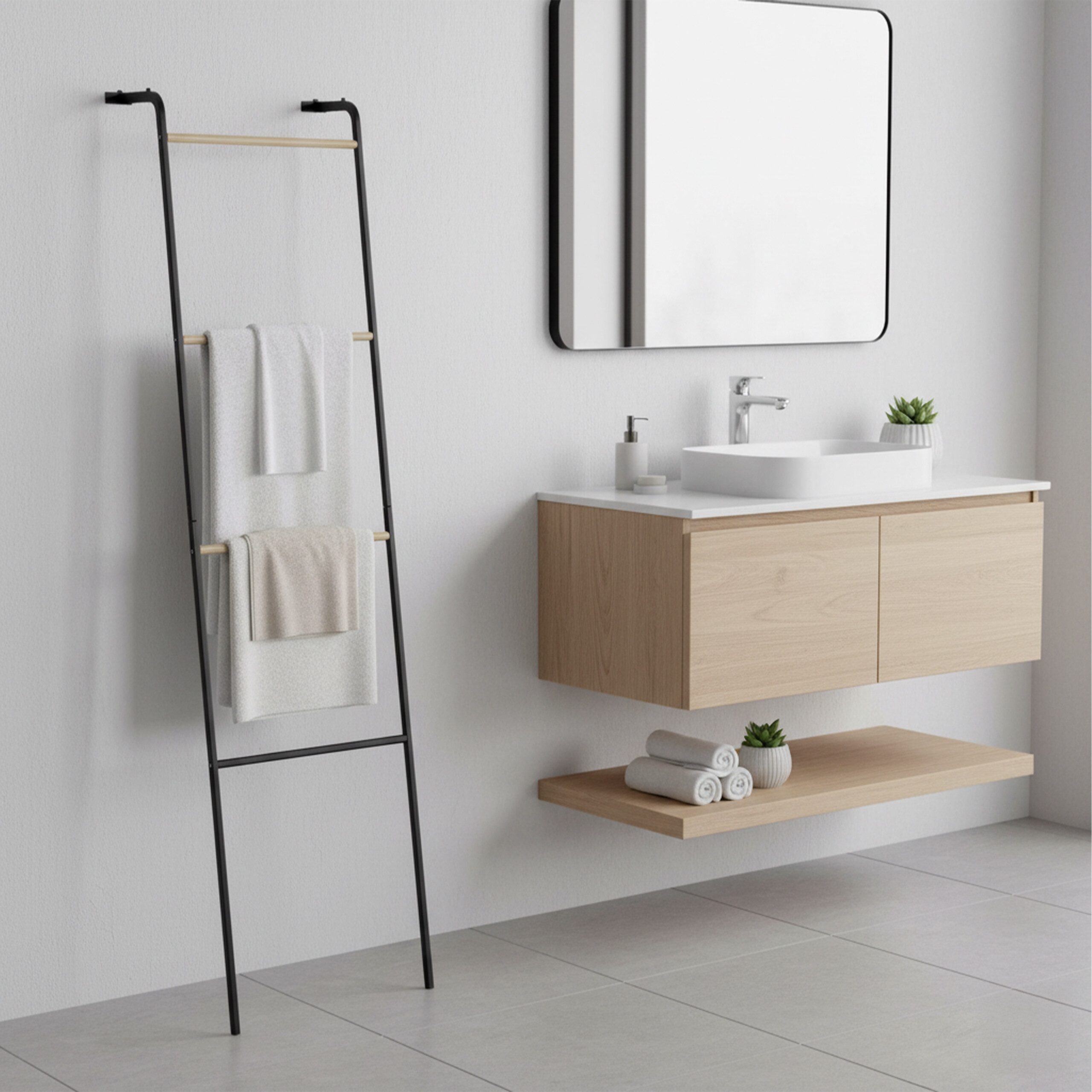 relaxdays Handtuchleiter aus Metall, schwarz