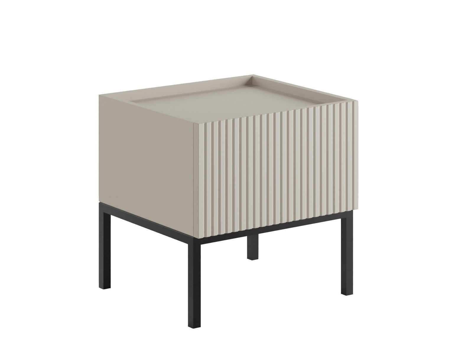 Compleo Nachttisch mit Schublade KELLY, ohne Griffe, geriffelter Front