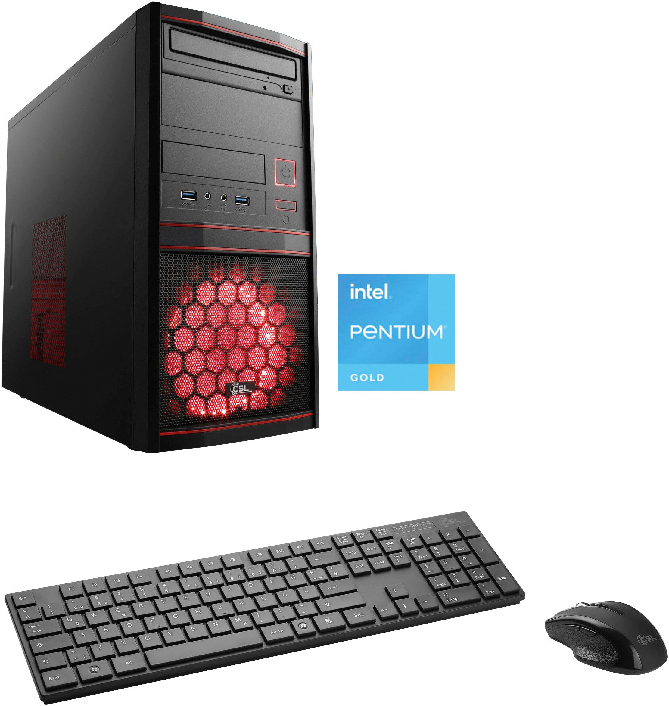 CSL Speed V21115 PC-Komplettsystem (27", Intel® Pentium Gold G6400, 16 GB RAM, 1000 GB SSD)