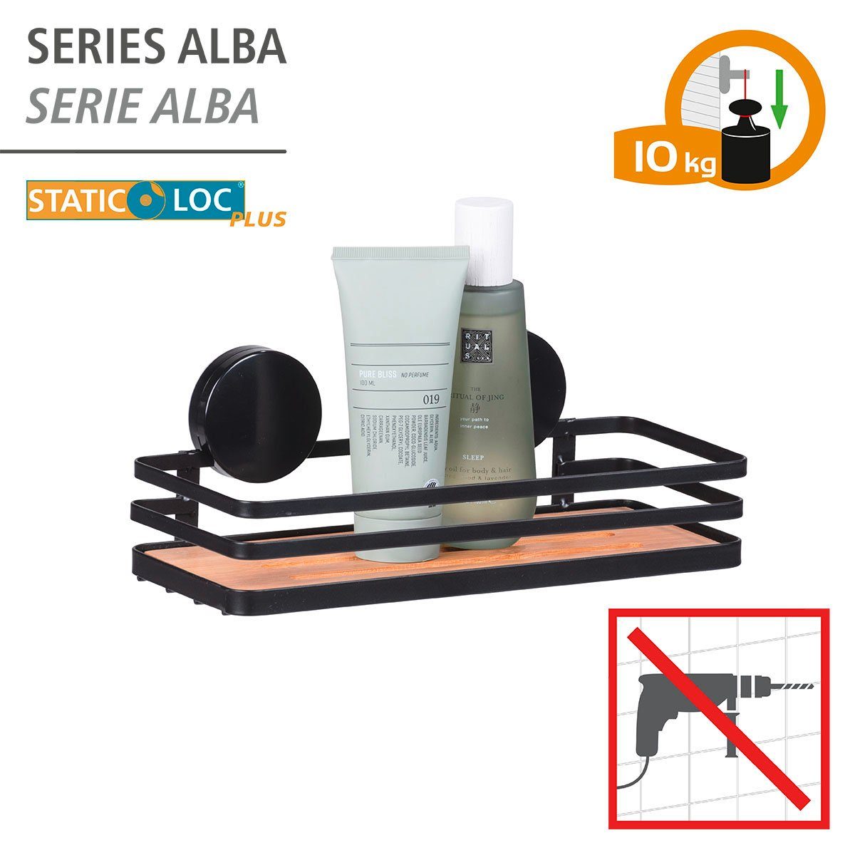 WENKO Badregal Static-Loc® Alba, Befestigen ohne bohren