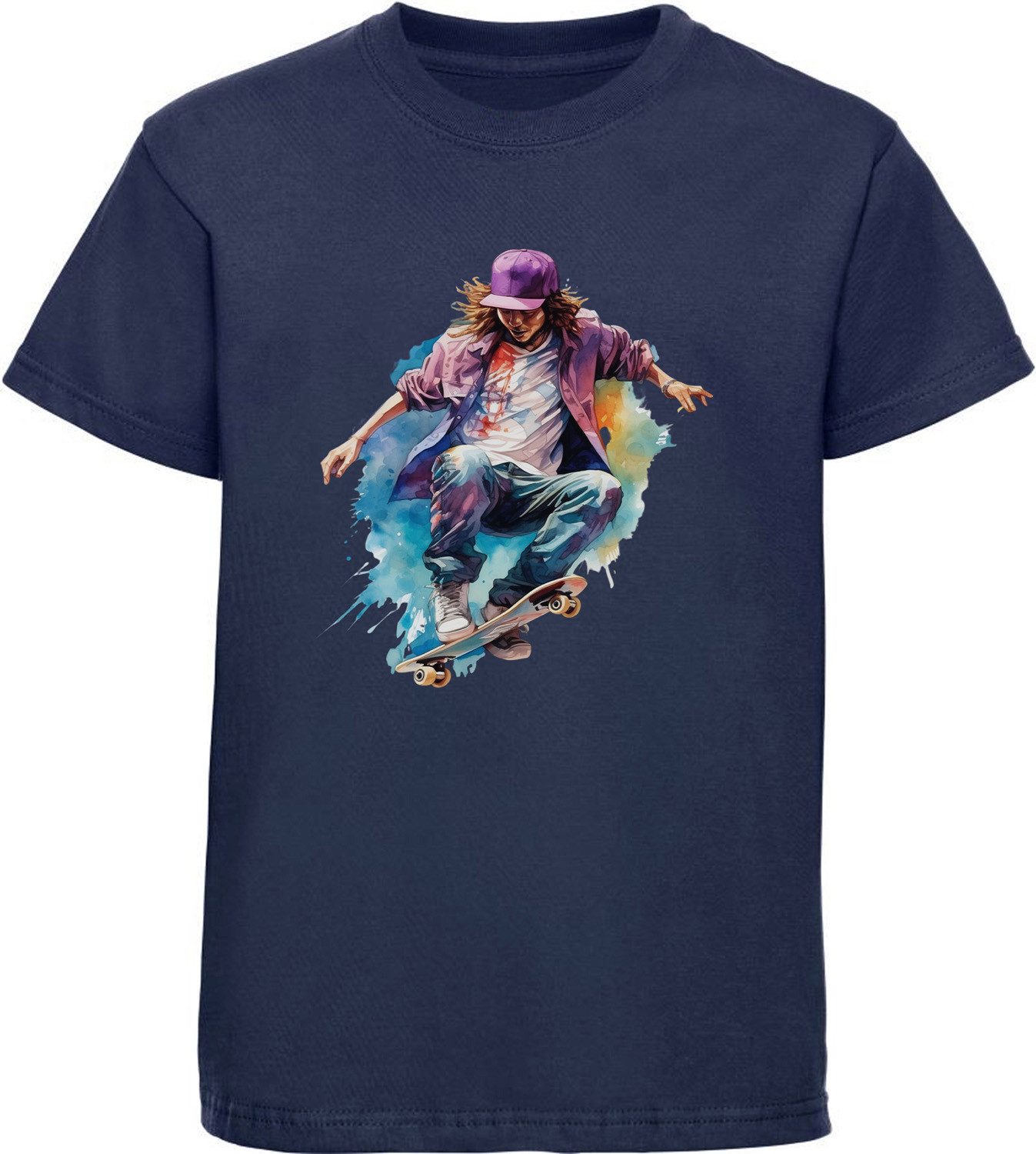 T-Shirt Kinder Print Shirt Skateboarder in Ölfarbenopdik