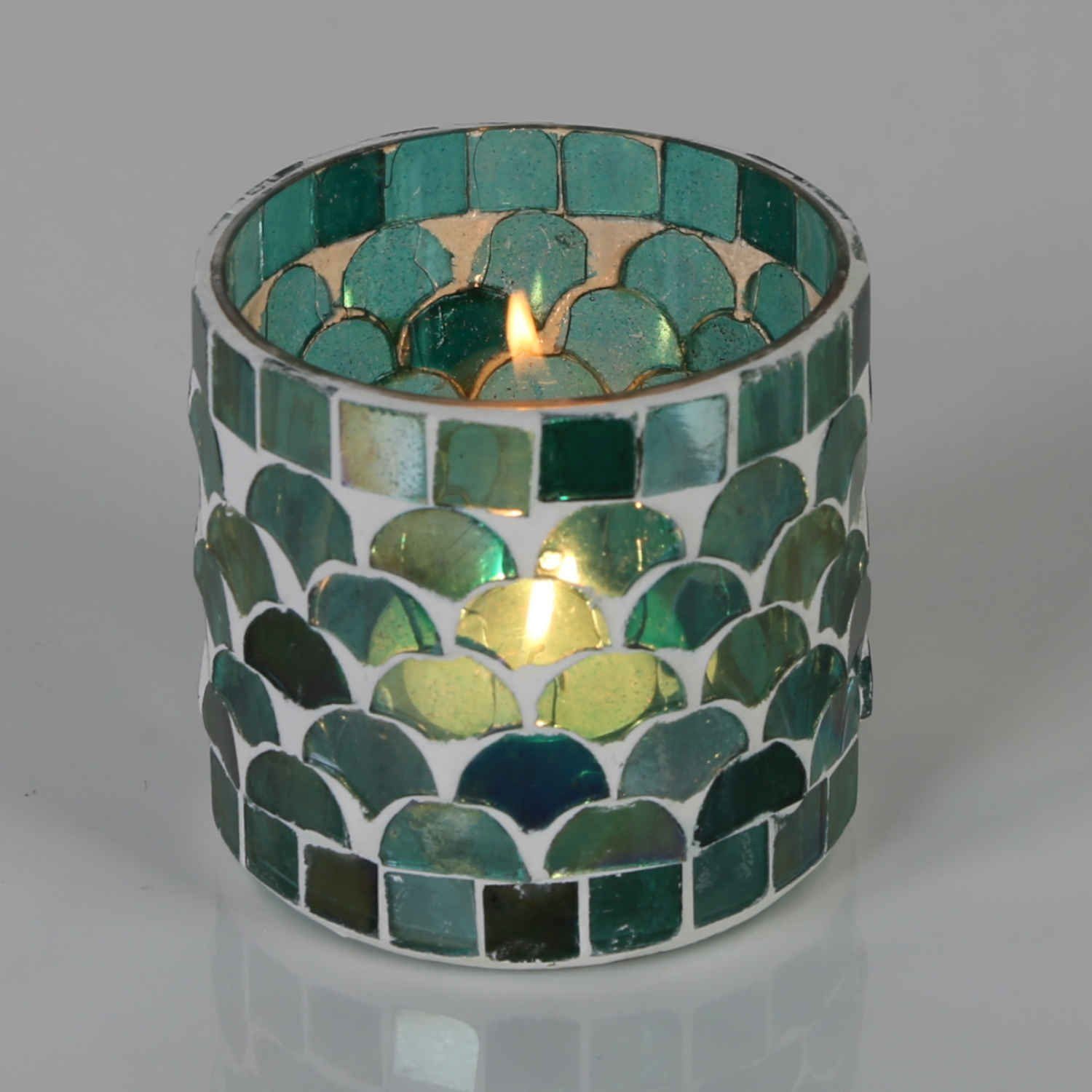 Casa Moro Windlicht Orientalisches Mosaik Windlicht Athen Grün aus Glas (Boho Chic Teelichthalter Kerzenständer Kerzenhalter, Glaswindlicht in den Größen S und M oder als 2er Set bestellbar), Muttertag Ostern Geschenk Idee Tisch Deko
