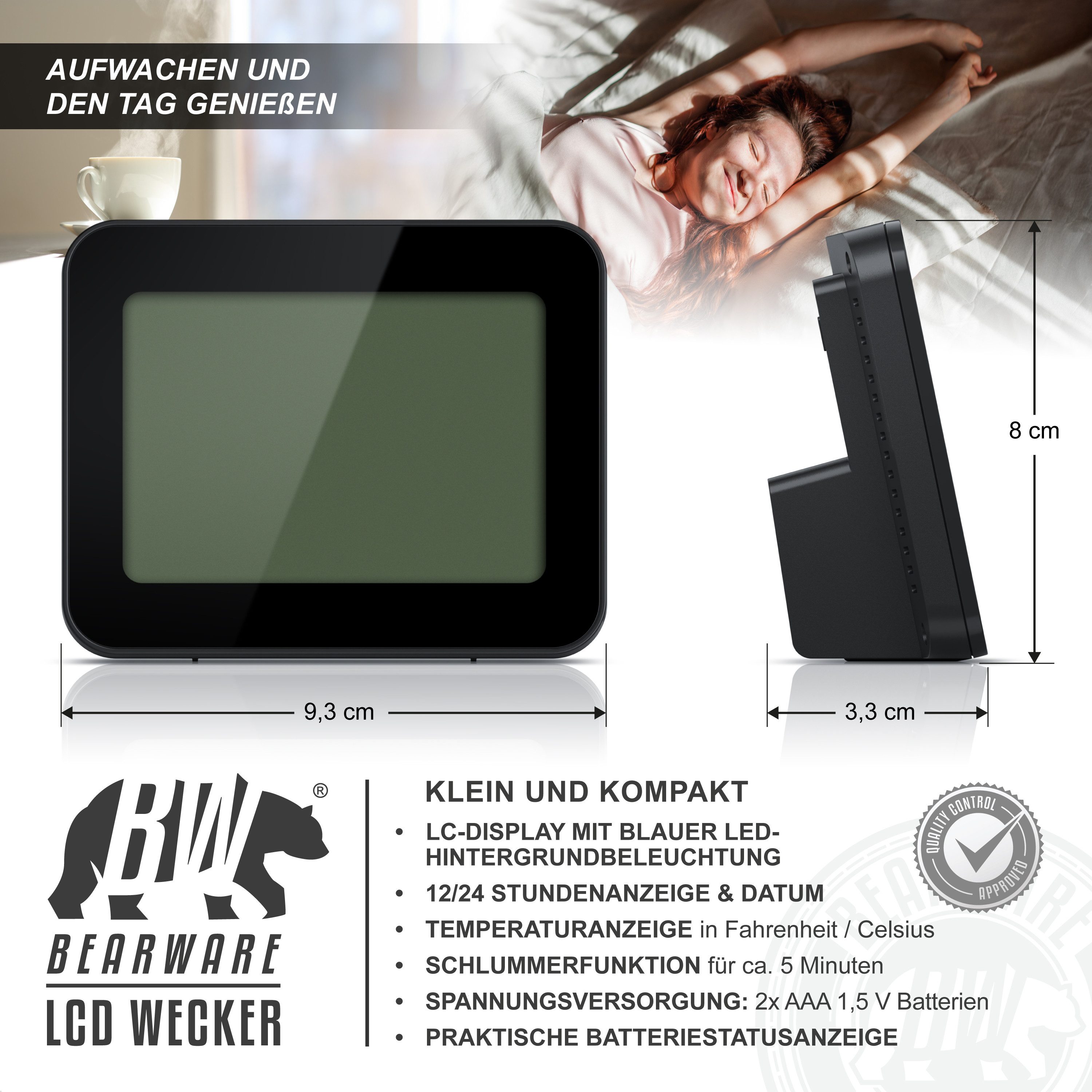 BEARWARE Wecker mit Netzteil & Akku, Musikwecker, Reisewecker mit Temperatu günstig online kaufen