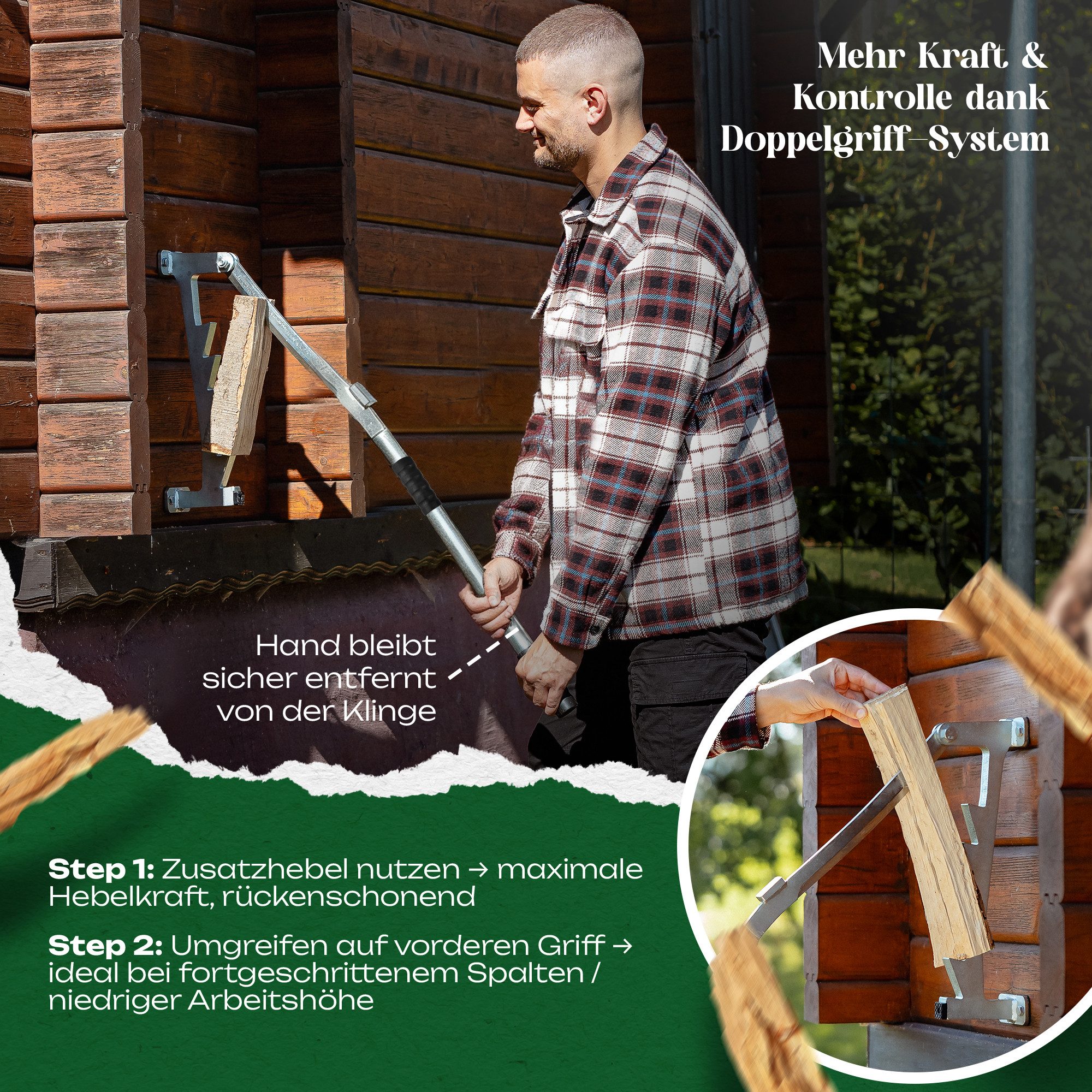 FORSTIX® Holzspalter manuell [Wandmontage] mechanischer Handholzspalter Spa günstig online kaufen