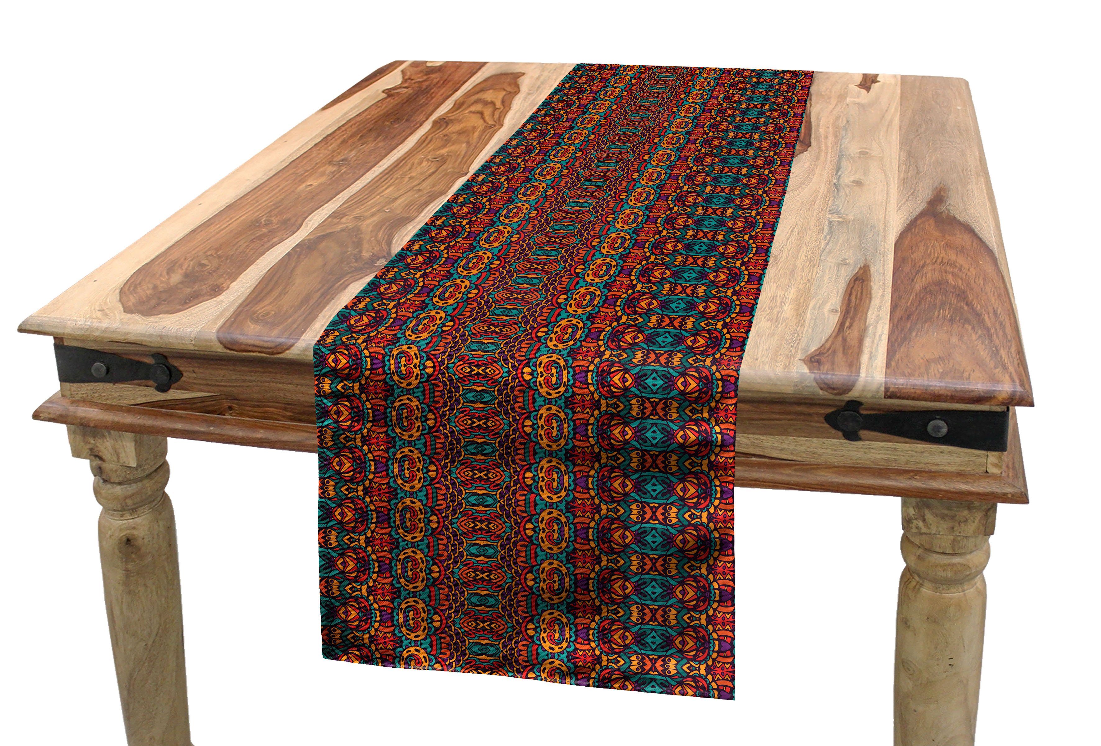 Abakuhaus Tischläufer Esszimmer Küche Rechteckiger Dekorativer Tischläufer, afrikanisch indigene Folklore