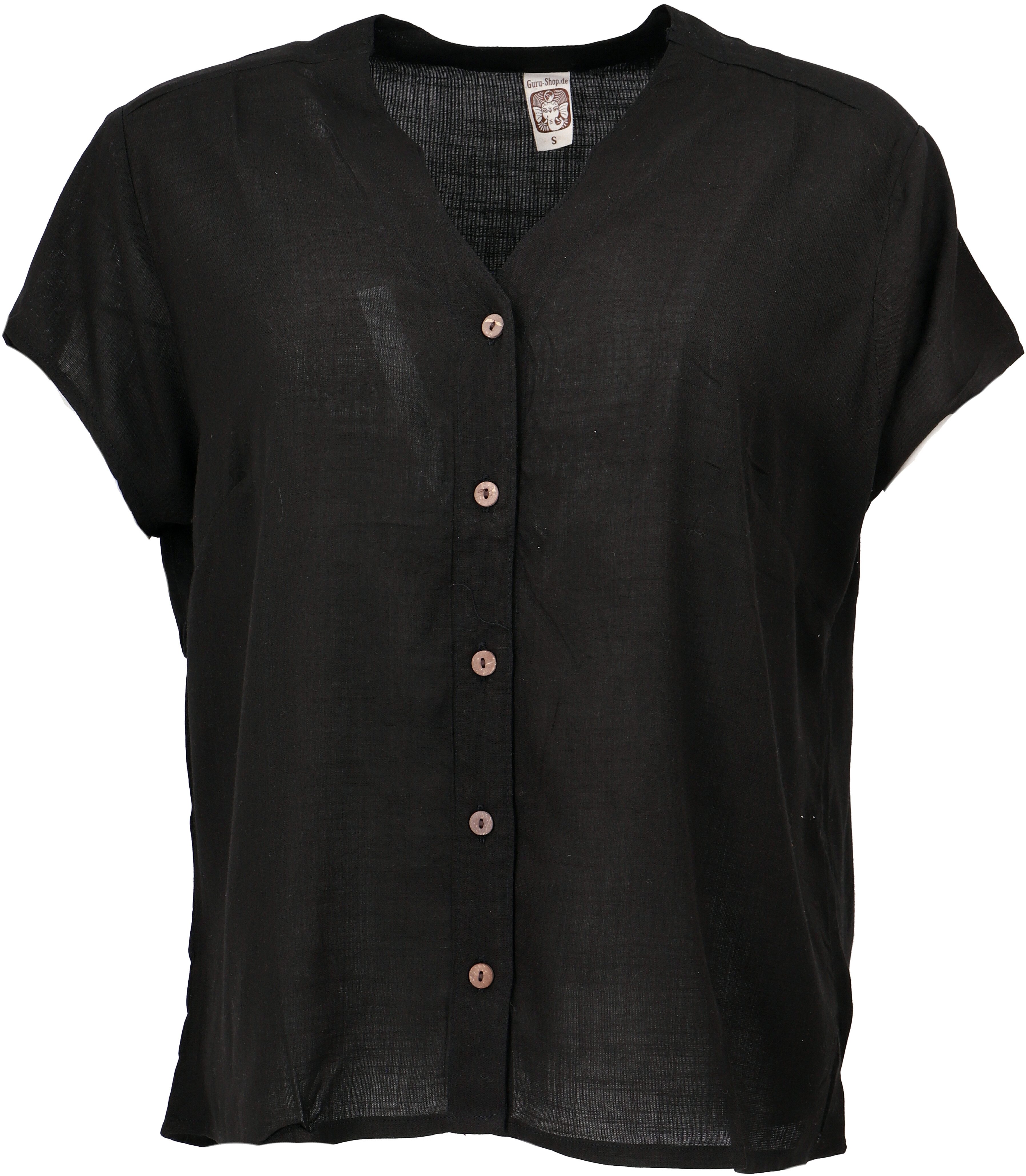 Guru-Shop Longbluse Luftiges Basic Blusentop, kurzarm günstig online kaufen