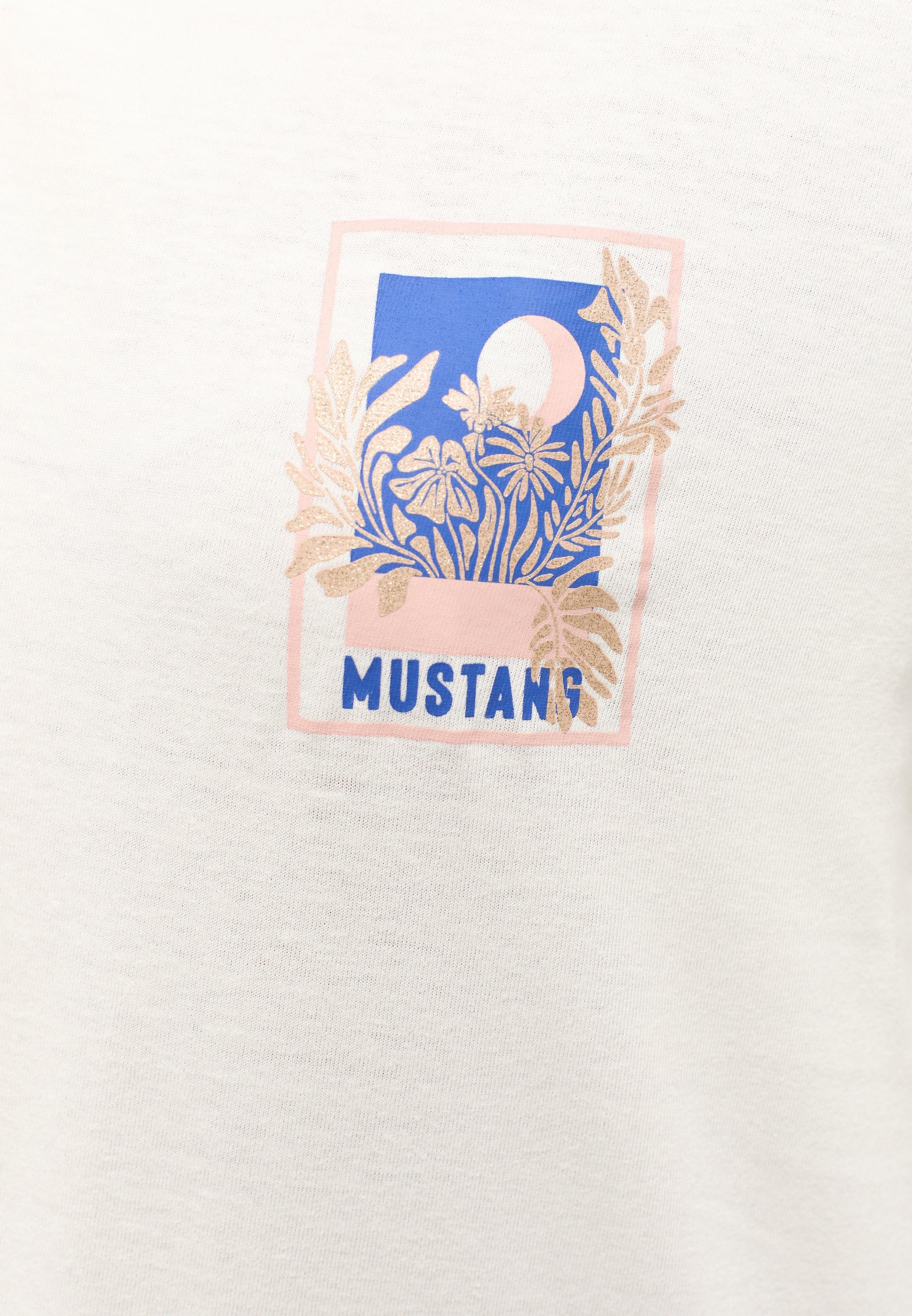 Mustang MUSTANG Kurzarmshirt T-Shirt offwhite T-Shirt