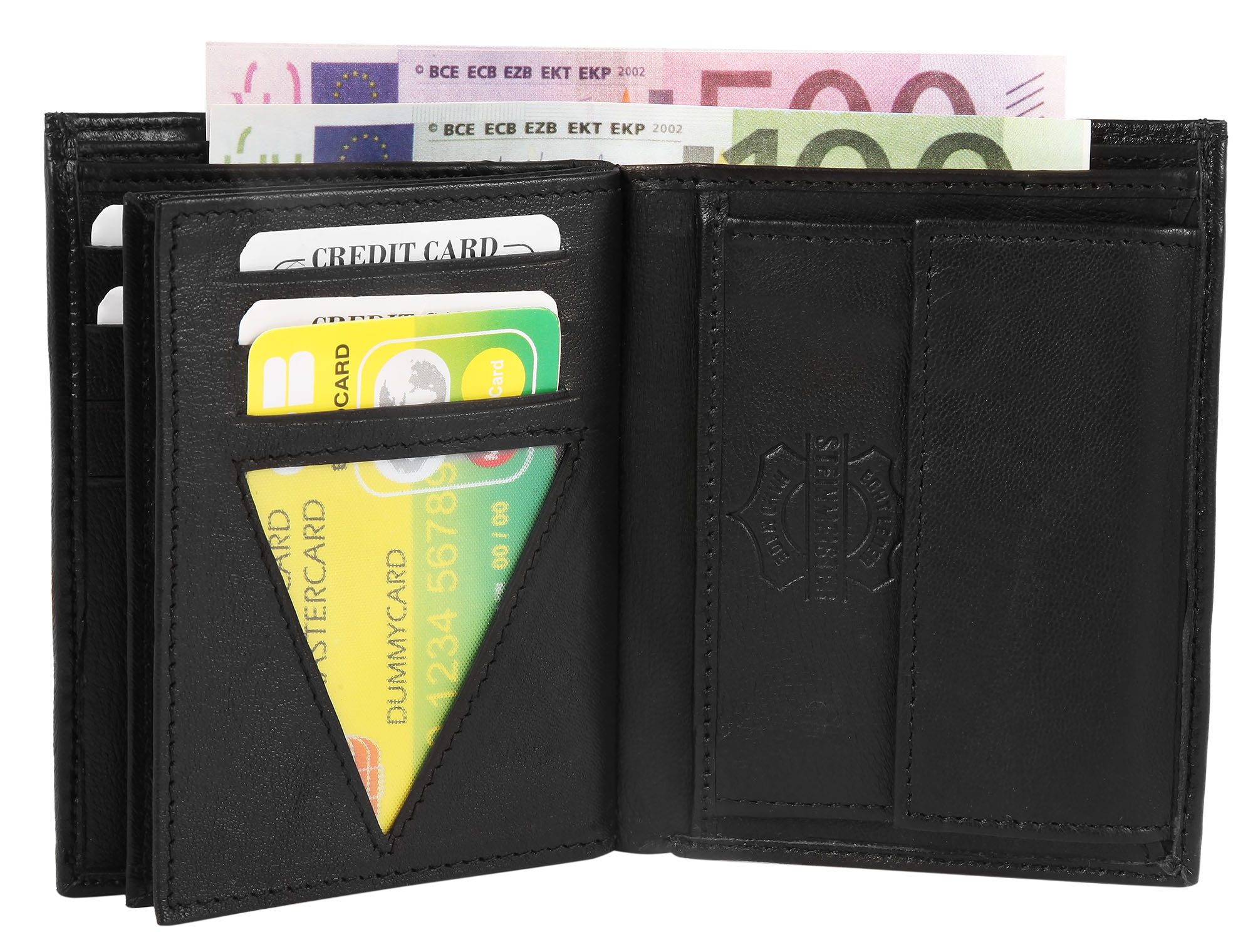 STEINMEISTER Geldbörse Steinmeister Leder Portemonnaie schwarz Echtleder Kombibörse (1-tlg)