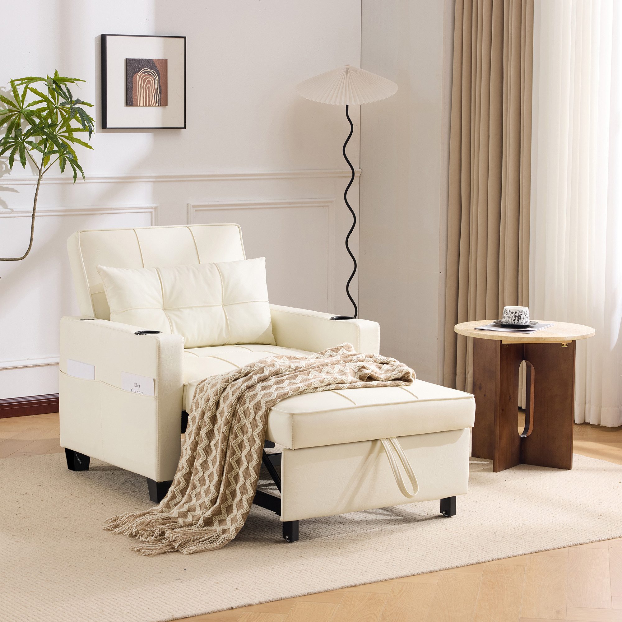 MODFU Schlafsofa Sessel für kleine Räume, 3-in-1 Ausziehbares Schlafsofa mi günstig online kaufen