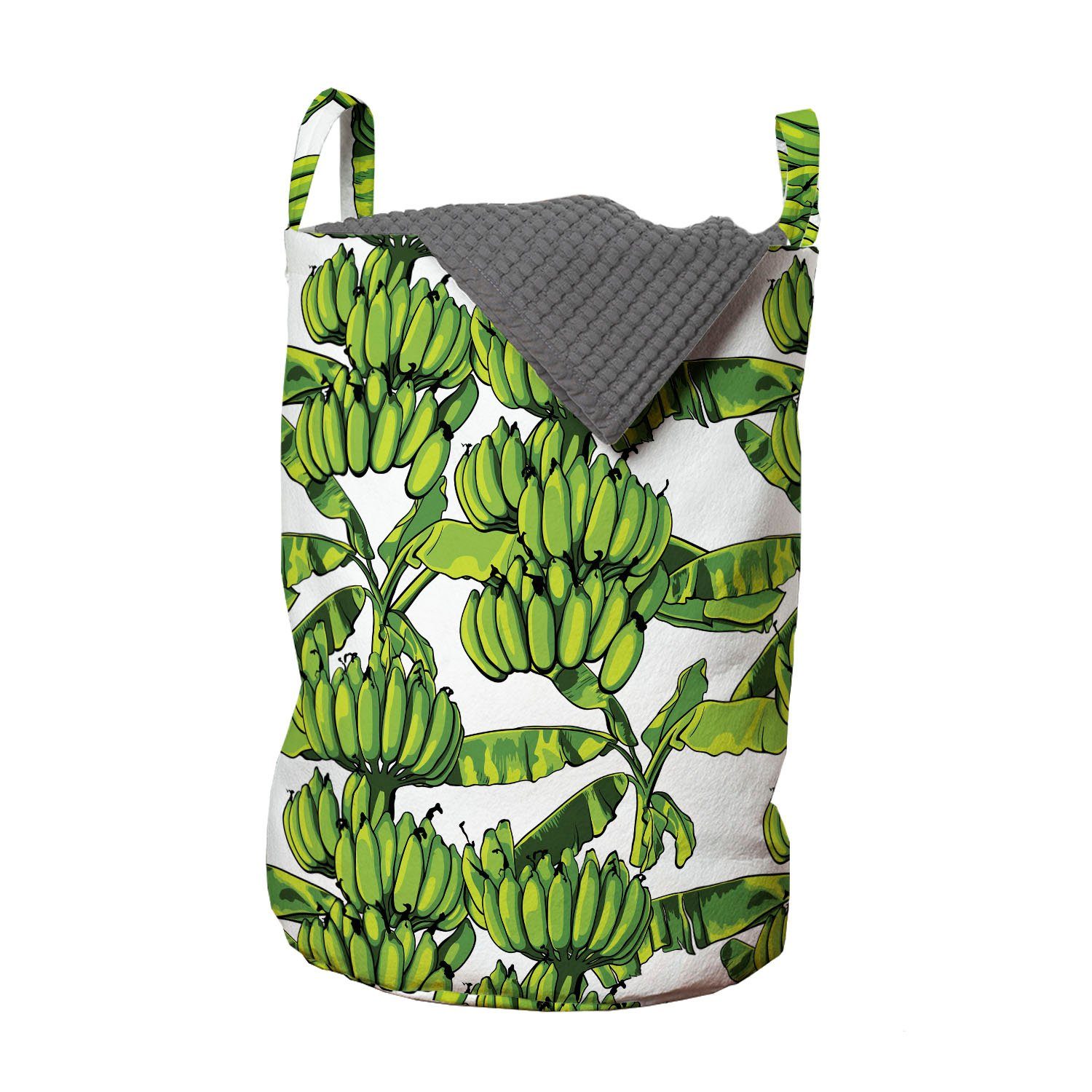 Abakuhaus Wäschesäckchen Wäschekorb mit Griffen Kordelzugverschluss für Waschsalons, Blätter Konzept von Bananenblättern