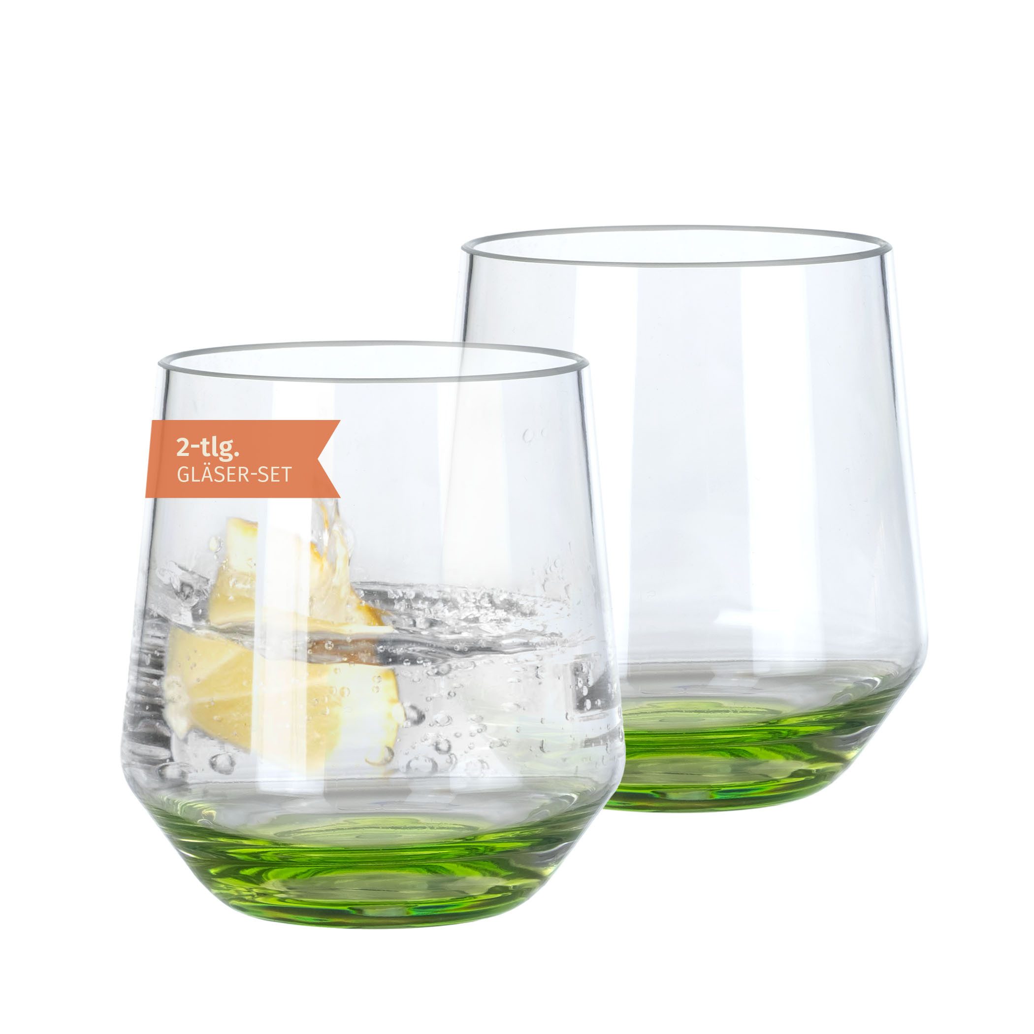 Moritz Tumbler-Glas Milano Wasserglas green line 2er Set aus Polycarbonat 340 ml bruchfest