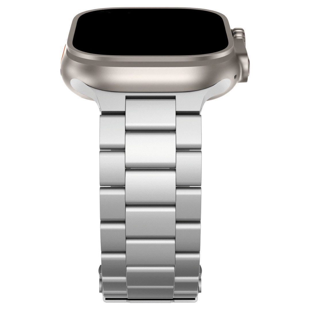SmartUP Smartwatch-Armband für Apple Watch 11-1 / SE Ultra Metall Edelstahl Gliederarmband Ersatz, kompatibel mit allen Apple Watch Modellen, rostfreier Edelstahl