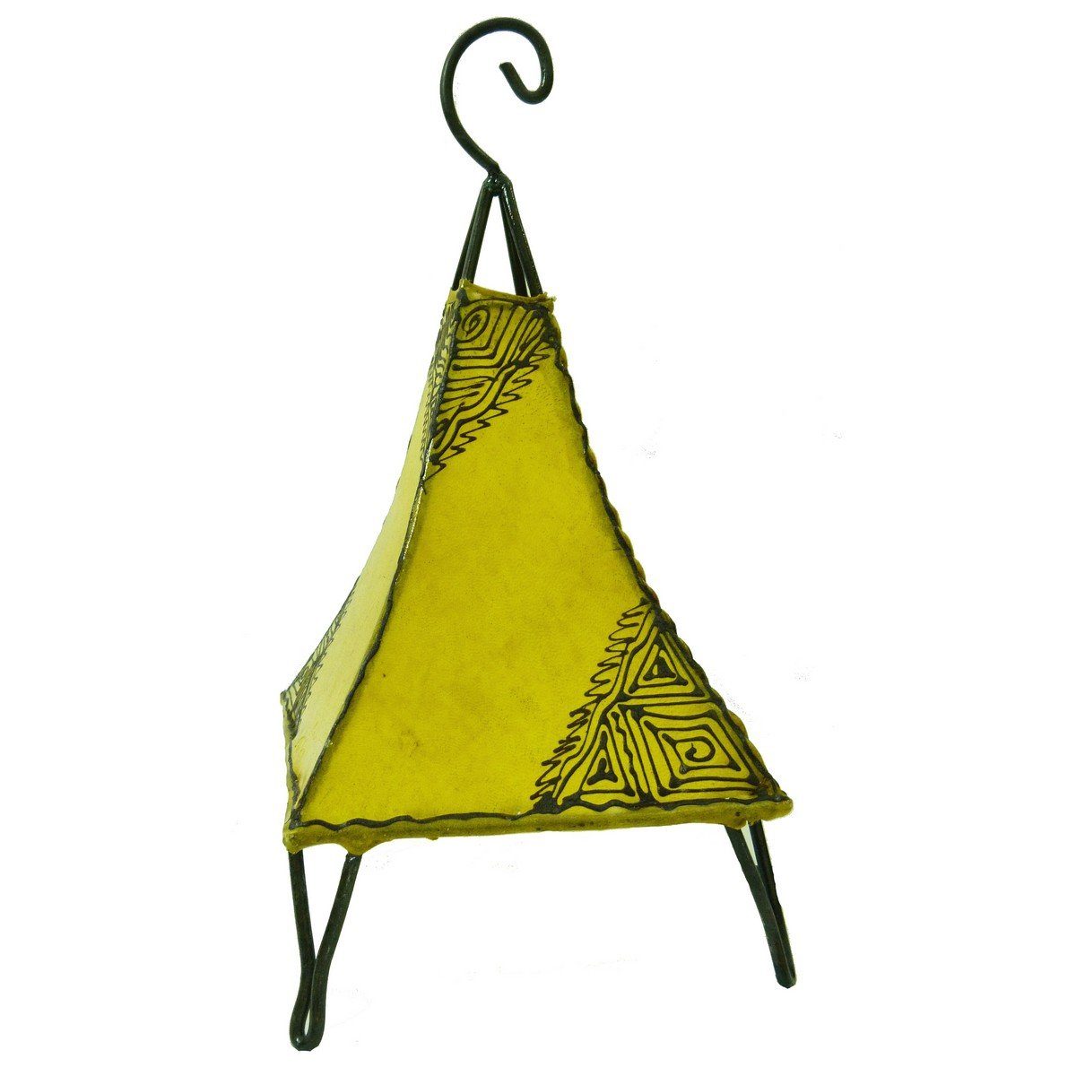 SIMANDRA Stehlampe marokkanische Lederlampe Pyramide Orient 35-38 cm, ohne Leuchtmittel Gelb