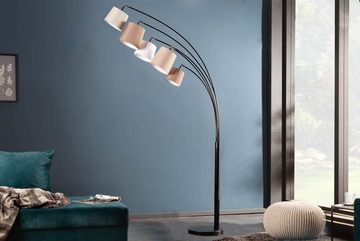riess-ambiente Bogenlampe LEVELS 205cm braun / beige / weiß, ohne Leuchtmittel, Wohnzimmer · Leinen · Metall · Marmor · Retro