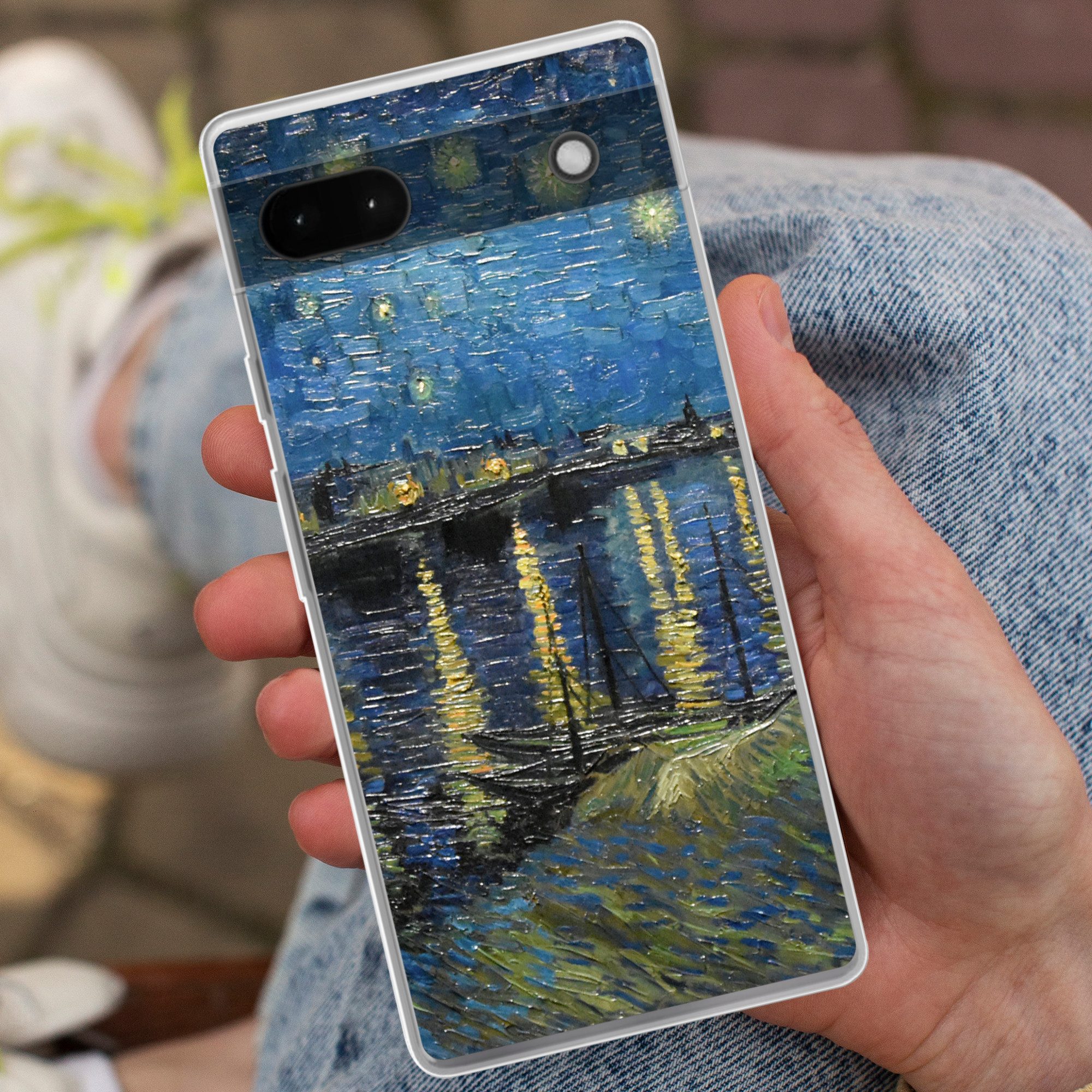 MuchoWow Handyhülle für Google Pixel 6a Sternennacht über der Rhone - Van Gogh - Kunst, Phone Case, Silikon, Schutzhülle Dünn