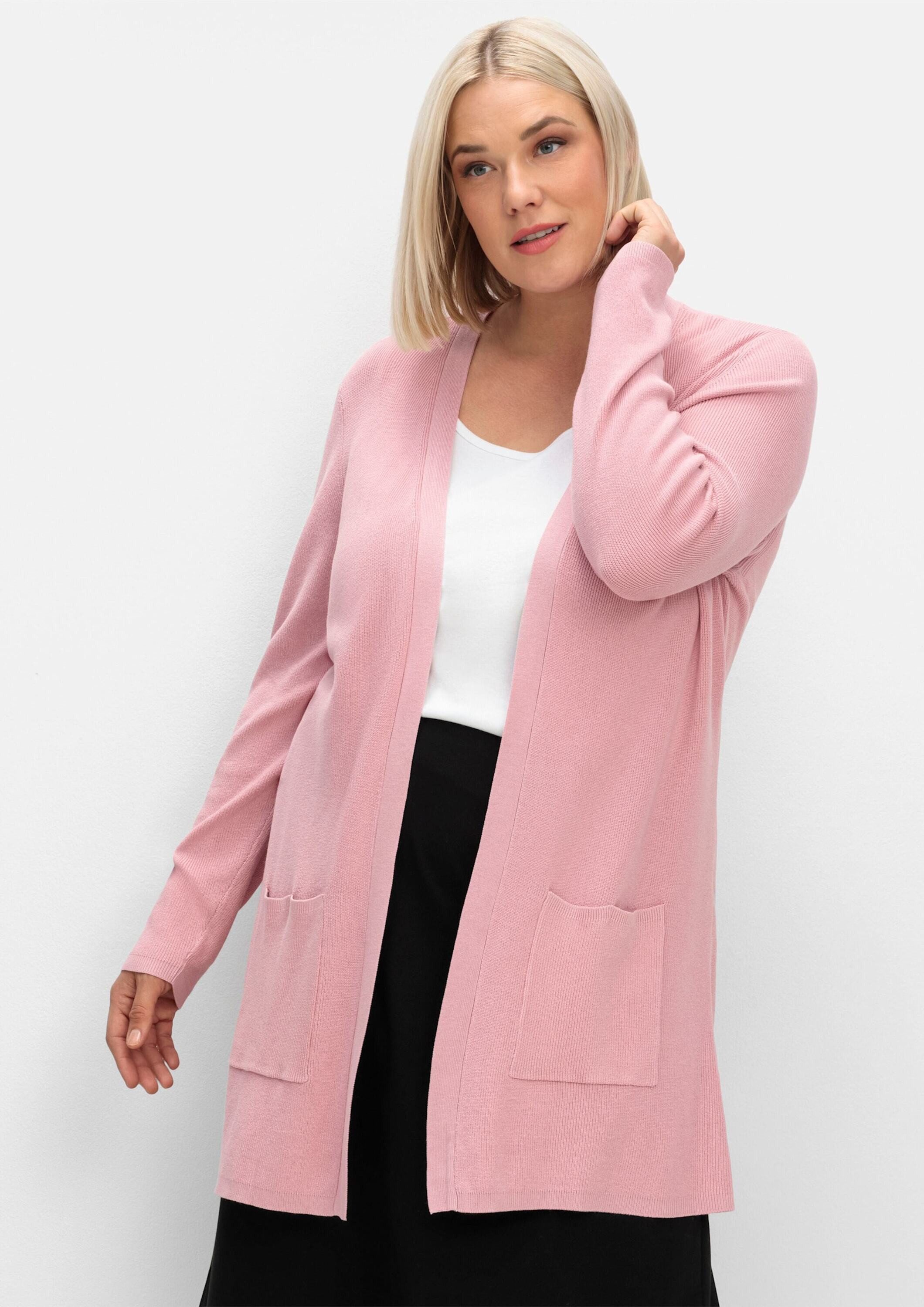 Sieh an! Strickjacke Long-Strickjacke Langarm Strukturstrick