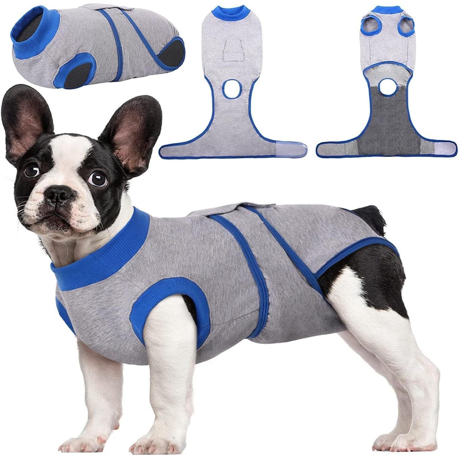 Kuoser Schutzkragen Hundebody Op Kastration Leckschutz Anti-Wundlecken Grau M