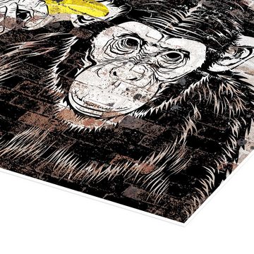 Posterlounge Poster Pineapple Licensing, Banksy - Banana Monkey, Kinderzimmer Modern Malerei