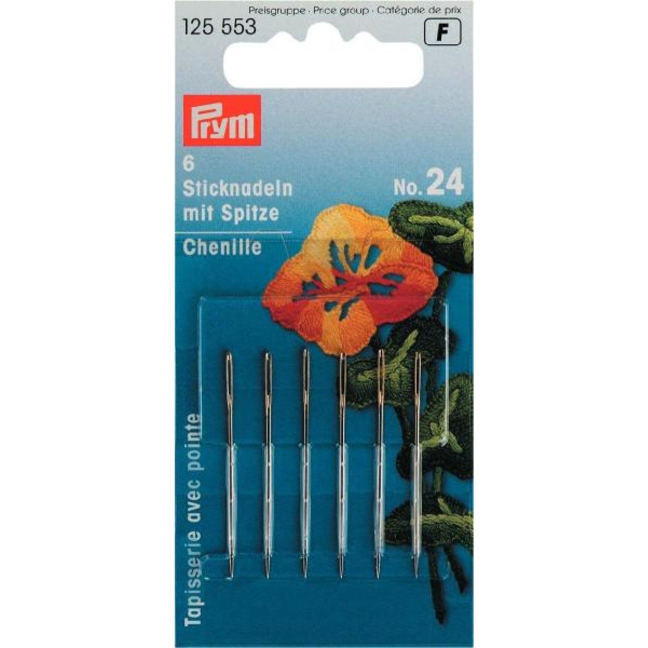 Prym Stricknadeln Sticknadeln mit Spitze ST 24 0,80x37 mm silberfarbig 6 St