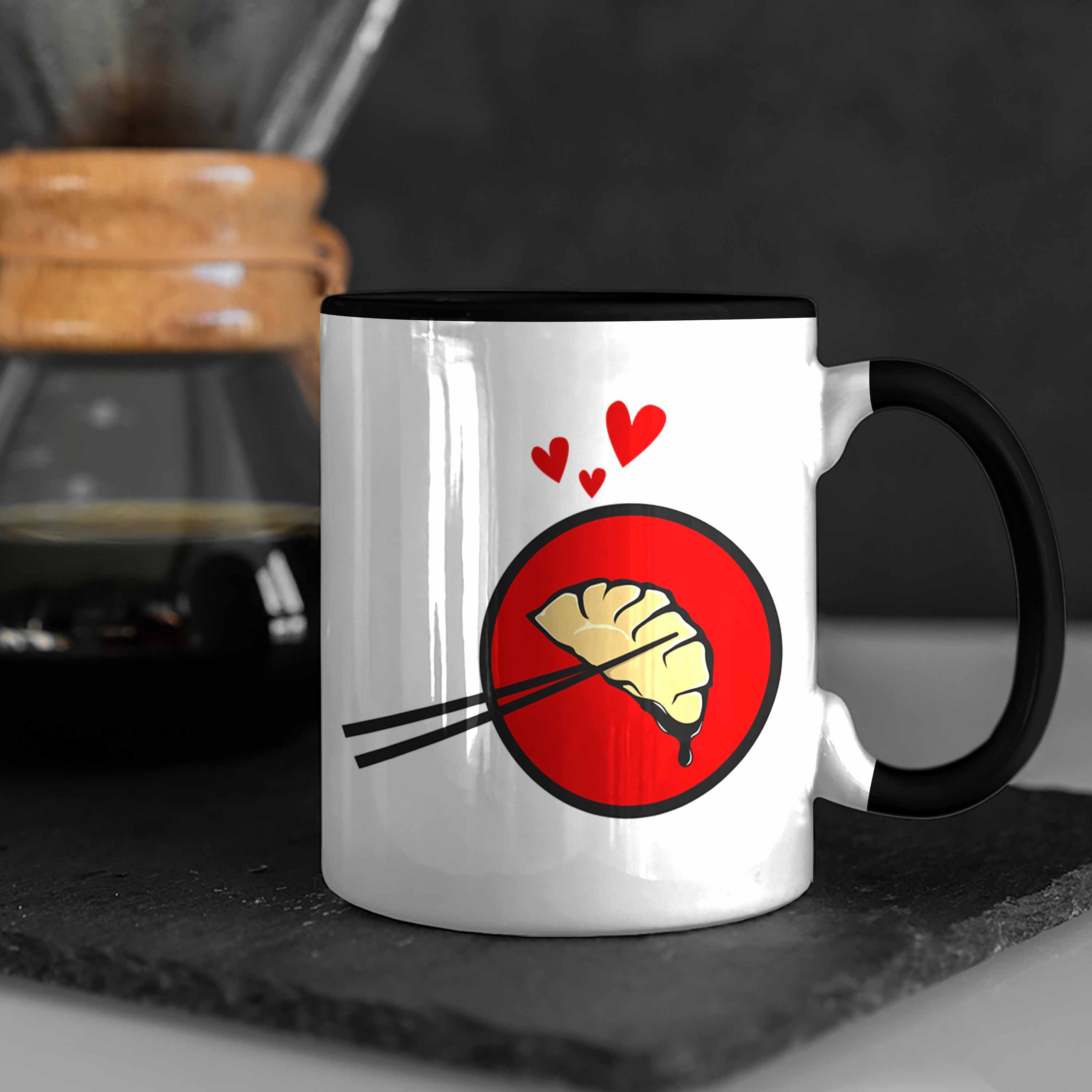 Liebe Dumpling Geschenk Schwarz Gyozas - Tasse Geschenkidee Trendation Sushi Tasse Asiatisch Liebhaber Trendation