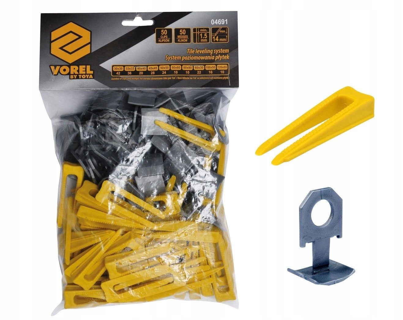 TRIZERATOP Nivelliersystem Fliesen Nivelliersystem 1,5 mm Set 50 Clips + 50 Keile (Fliesen Nivelliersystem 1,5 mm Set 50 Clips + 50 Keile)