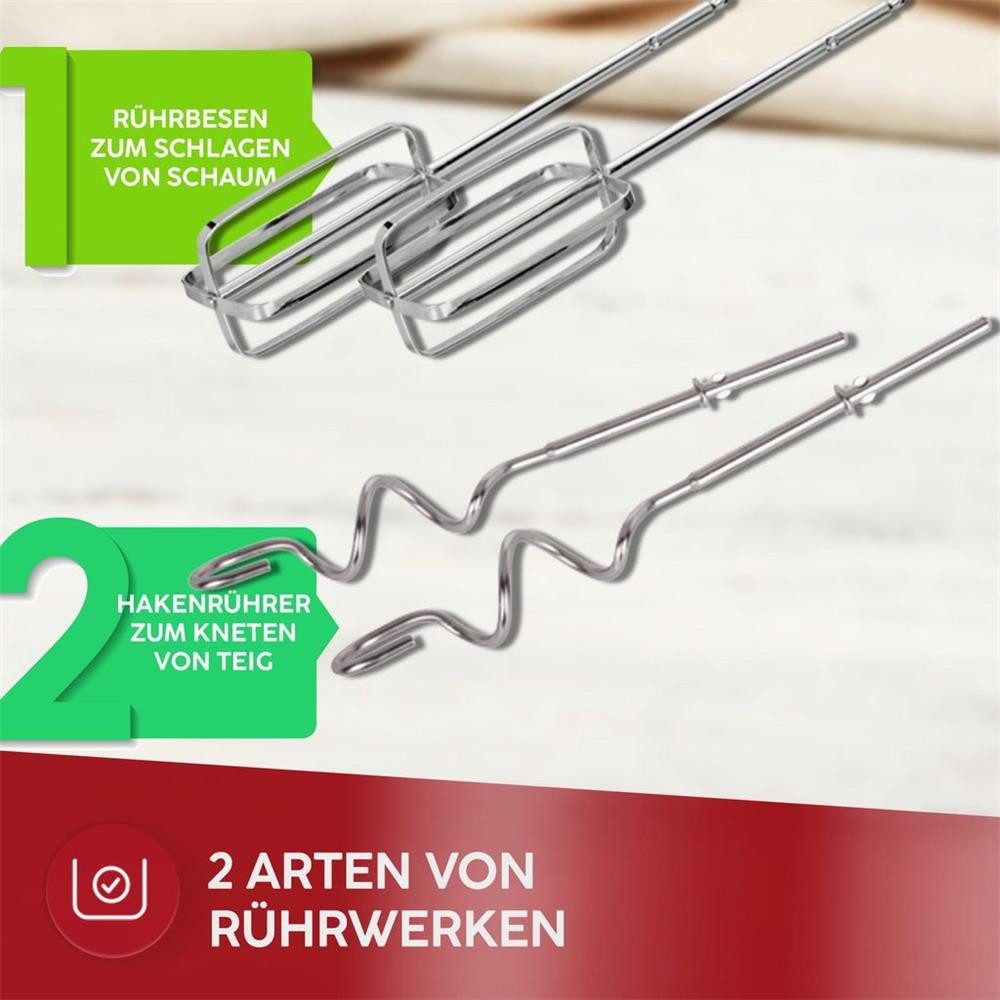 MPM Handmixer MPM MMR-16Z Handmixer mit rotierender Schüssel 750 W Weiß, 5 Geschwindigkeitsstufen, Turbofunktion, Standfuß – Bild 5 von 5