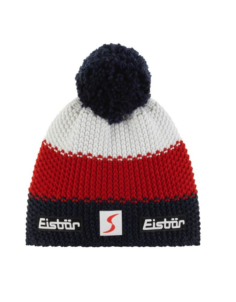 Eisbär Bommelmütze Wintermütze Star SP mit Bommel (Pompon) dunkelblau/rot/weiss Kinder
