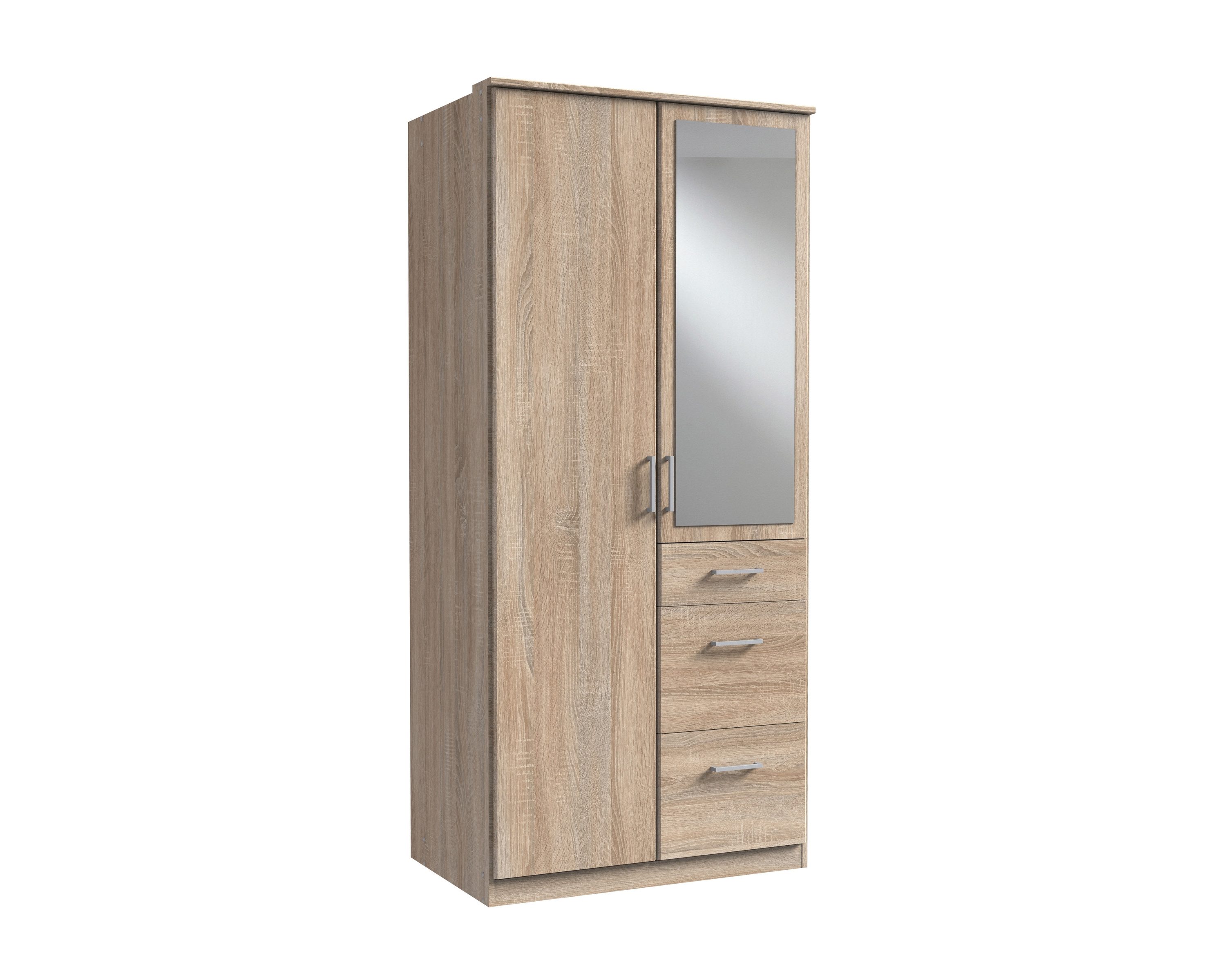 Wimex Kleiderschrank in Eiche-Sägerau-Nachbildung mit 3 Schubladen und 2 Türen (B/H/T: 90x198x58 cm)