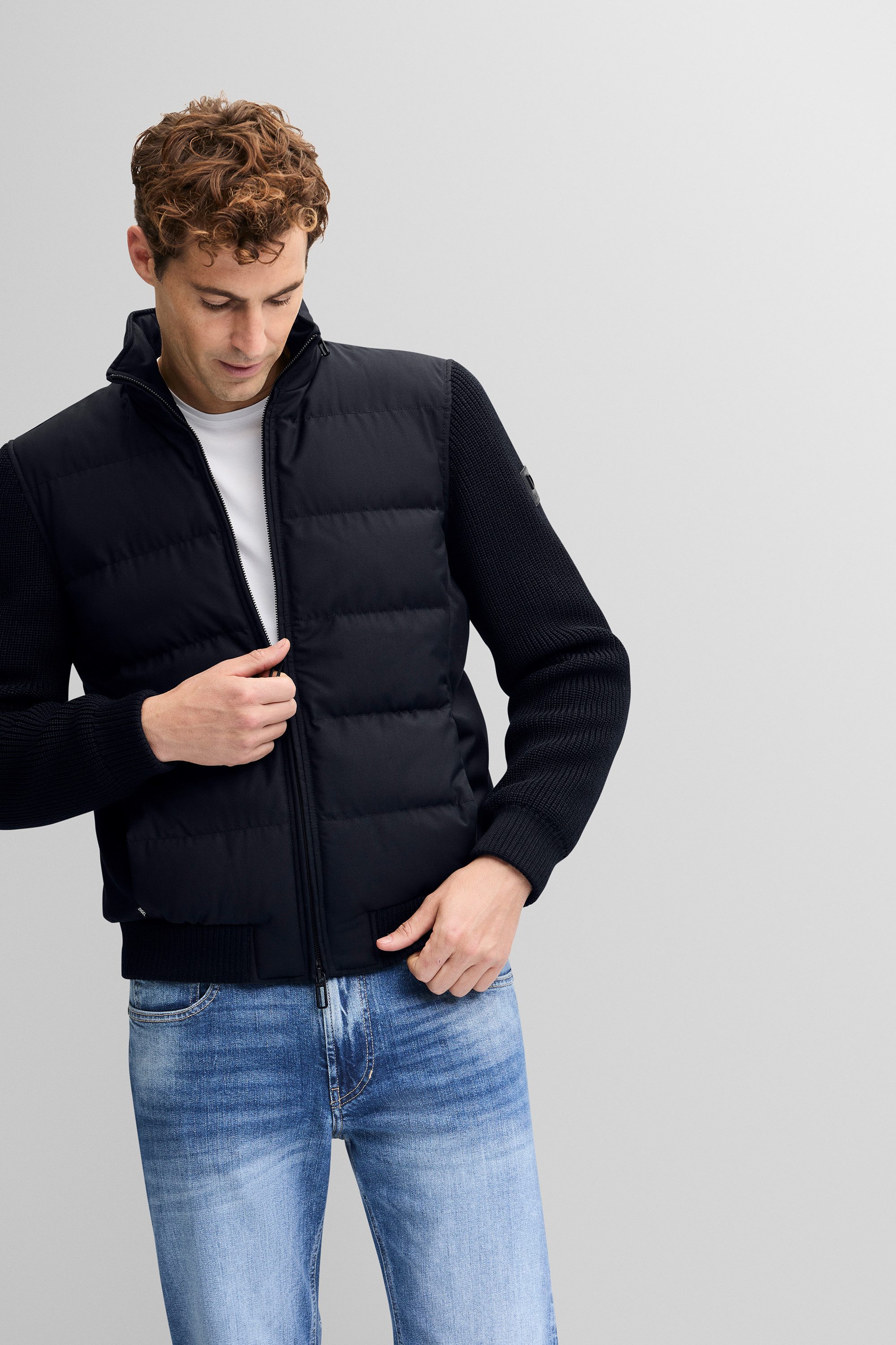 Digel Winterjacke Draco (1-St) “Animal free” Kunstdaunenfüllung, maskuliner Strick an den Ärmel