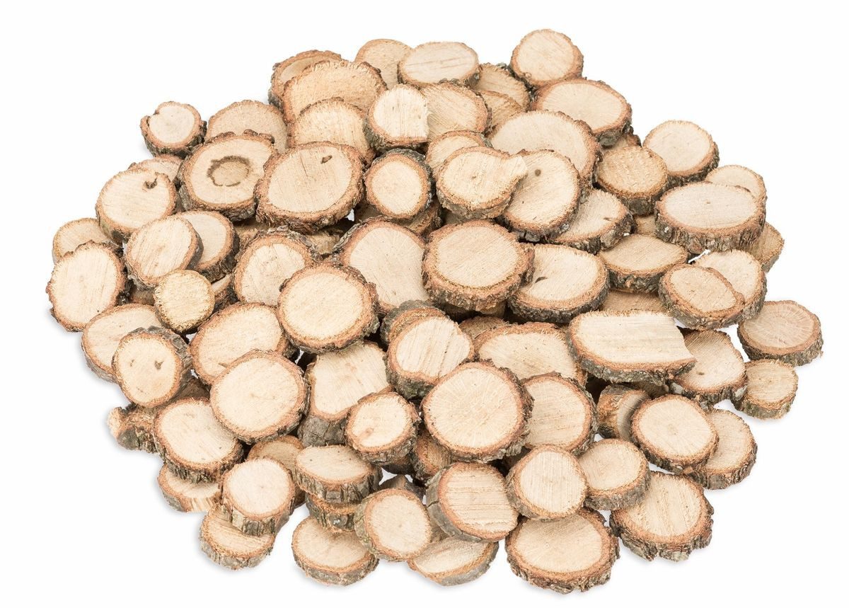 Bastelnaturmaterial Eichenholzscheiben, rund, Durchmesser ca. 2 bis 5cm, 1kg