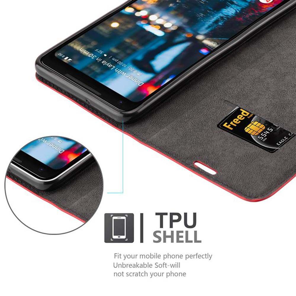 Cadorabo Handyhülle für Google PIXEL 2 XL Hülle Google PIXEL 2 XL, Hülle Schutzhülle mit Standfunktion, Magnetverschluss und Kartenfach