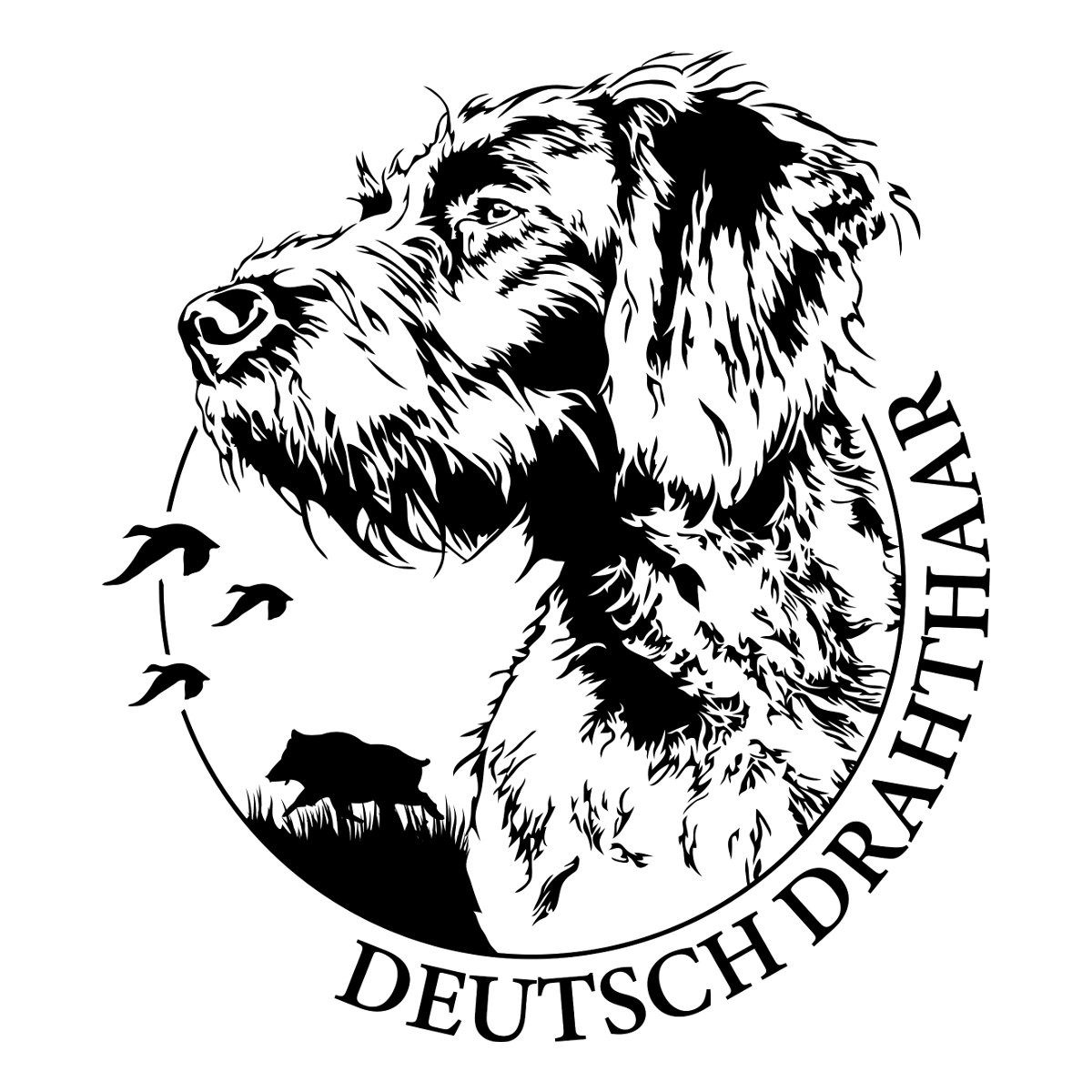 Spreadshirt Aufkleber Deutsch Drahthaar Hund Jagdhund Sticker Aufkleber