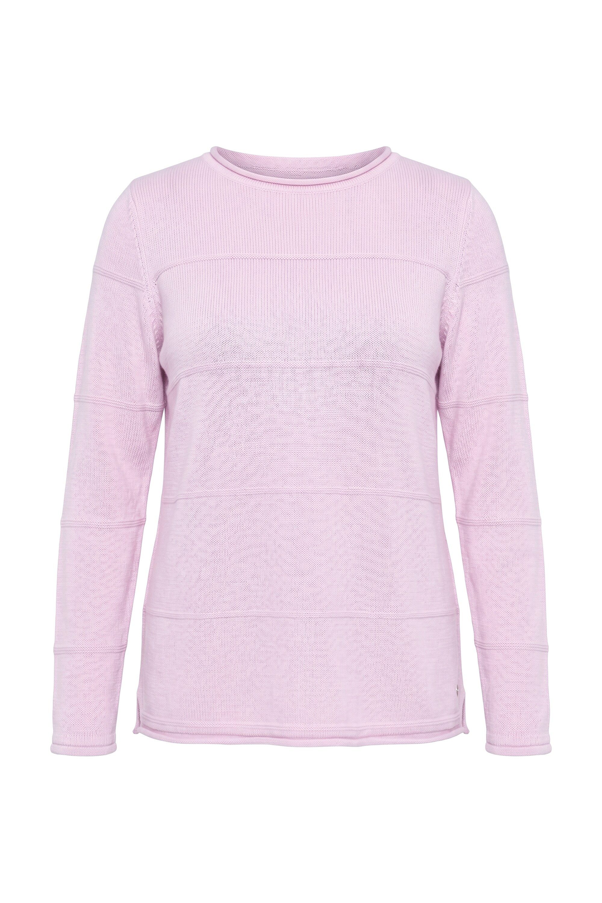 Ulla Popken Strickpullover Pullover 3D-Streifen Rundhalsausschnitt Langarm