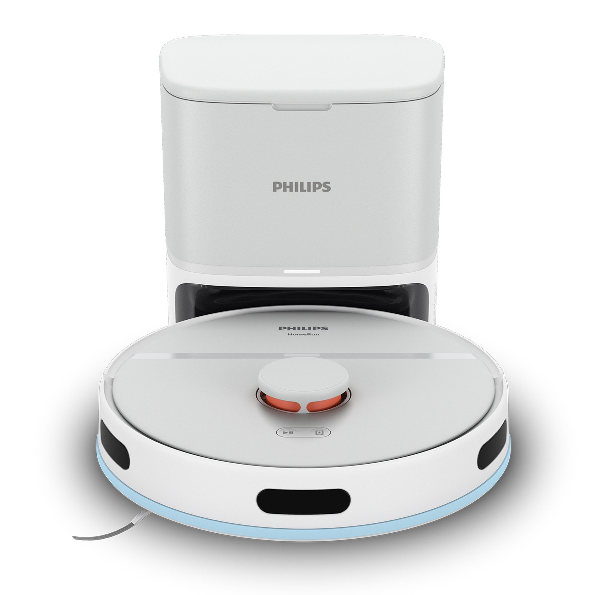 Philips Saugroboter mit Wischfunktion XU2100/20, 130 min Akkulaufzeit, Teppichfunktion, mit Beutel, 360° Lasernavigation und Wischfunktion, inkl. Entleerungsstation