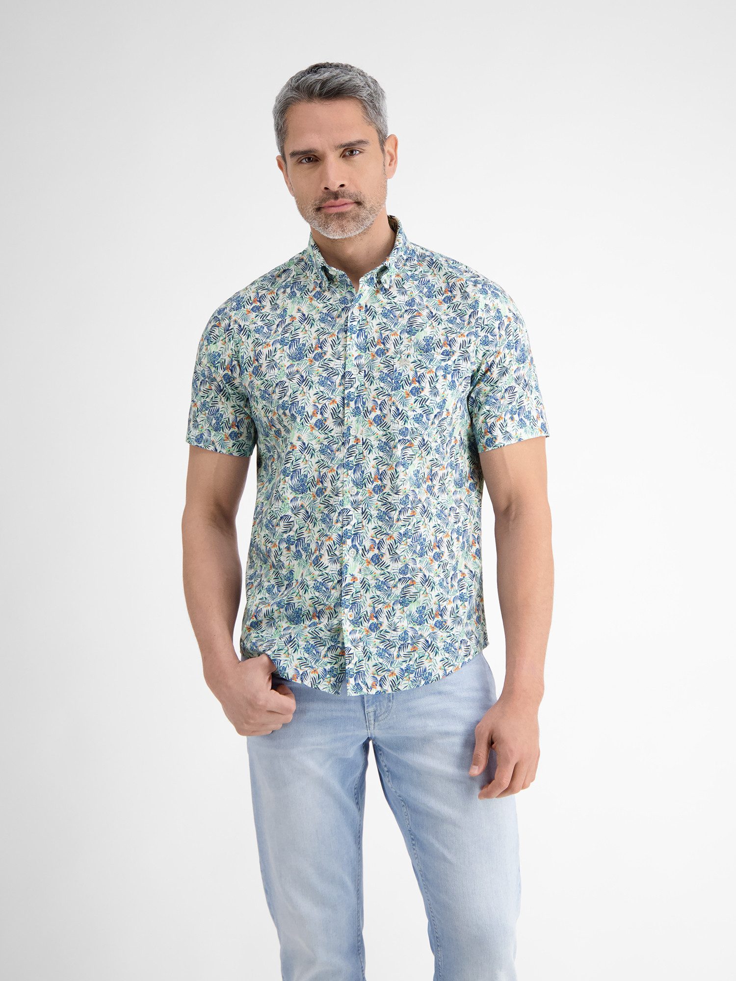 Kurzarmhemd Herren Sommerhemd, floral bedruckt