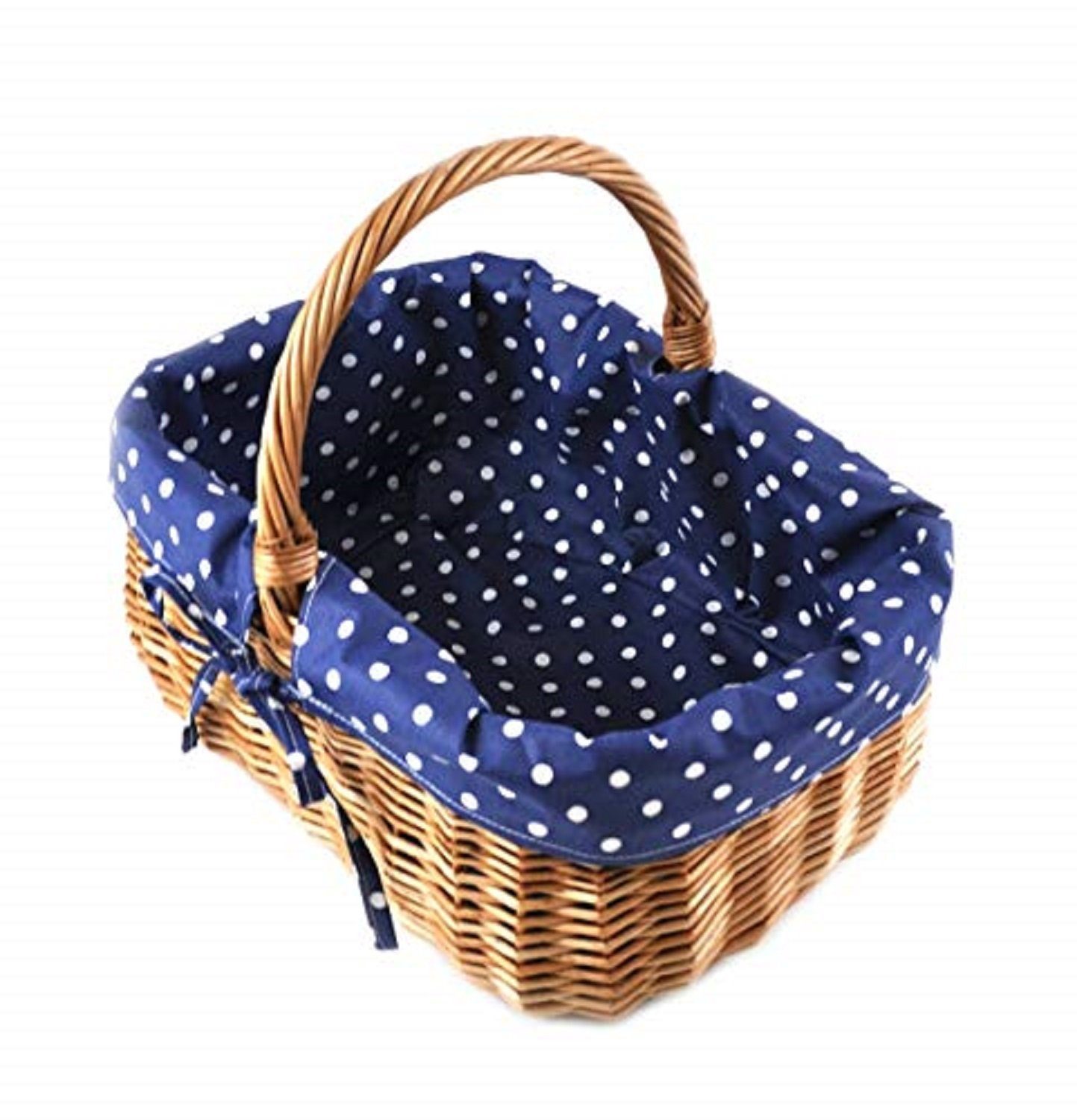 MyBer® Einkaufskorb Korb Weidenkorb Picknickkorb 33/23/13(27cm mit Henkel). Handarbeit., Stabiler Tragekorb aus Weide Vollweide braun mit Stoffeinlage