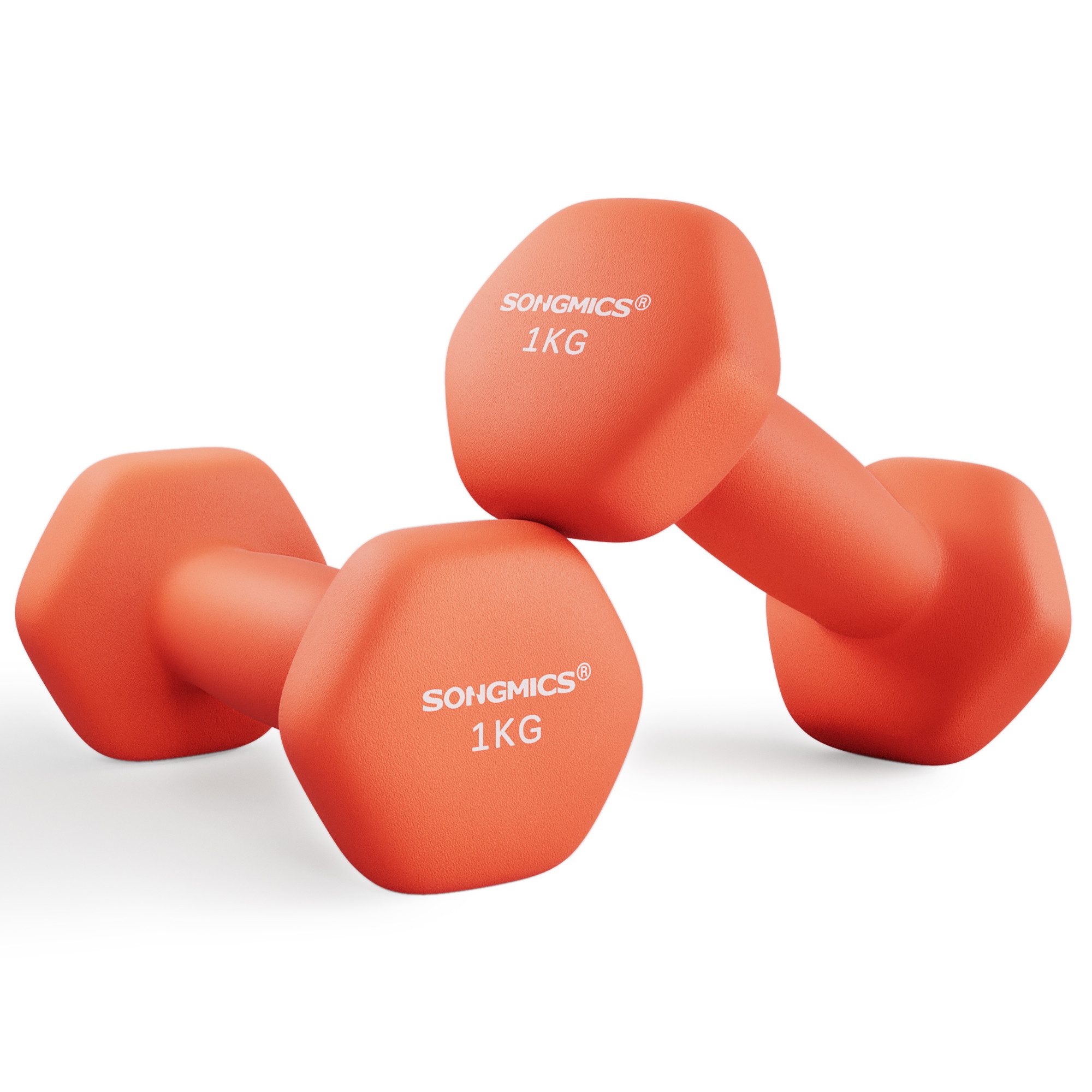 SONGMICS Kurzhantel Hantelset, Kurzhanteln, Hexagon, Neopren-Beschichtung, für Zuhause, (2er Set Neopren-Beschichtung, Hantelset, Kurzhanteln, Hexagon), 2 x 1 kg, Krafttraining, Workout, Fitnesstraining, für Zuhause