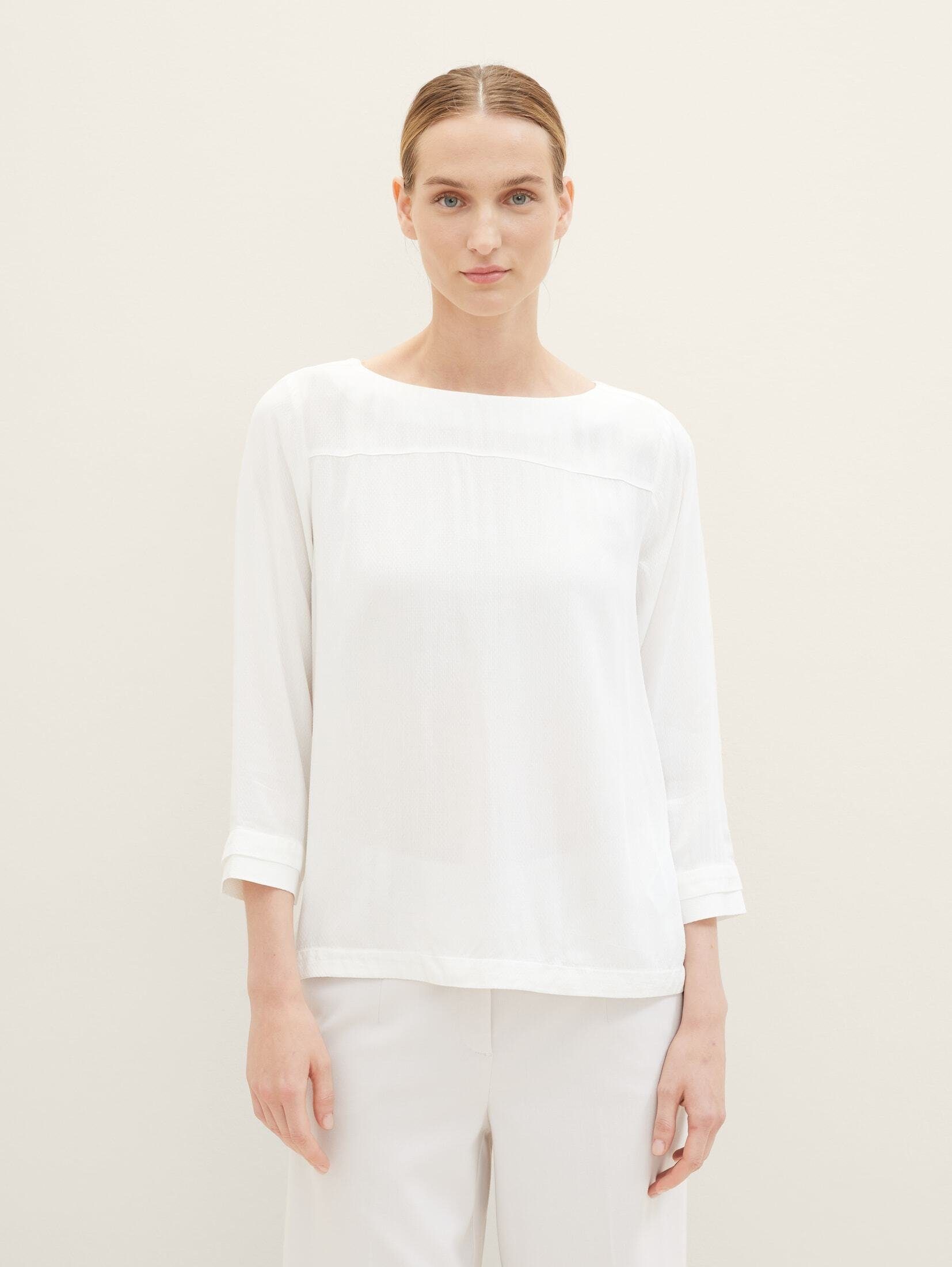 TOM TAILOR Langarmbluse Whisper Unifarbene White Bluse