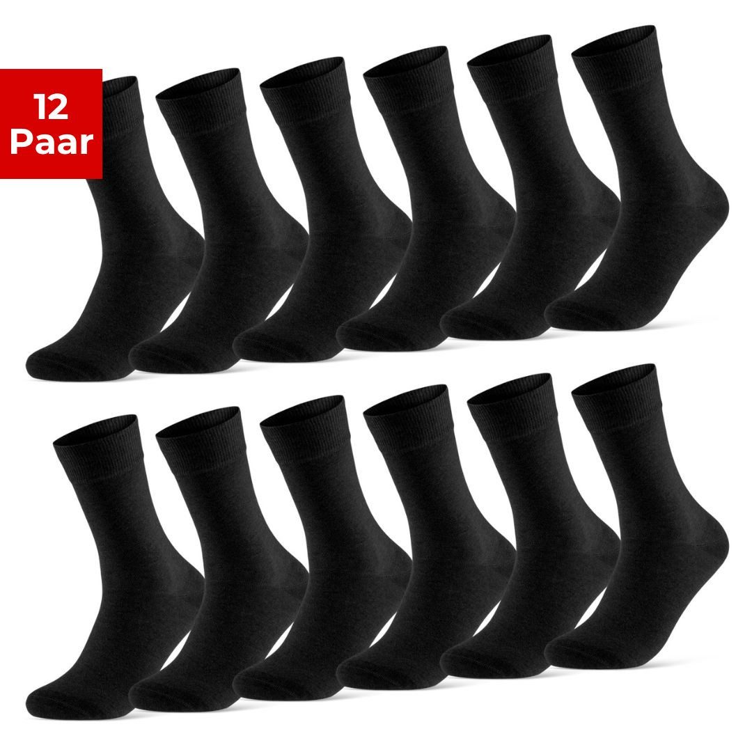 sockenkauf24 Socken 12 Paar Damen & Herren Baumwollsocken mit Komfortbund Strümpfe