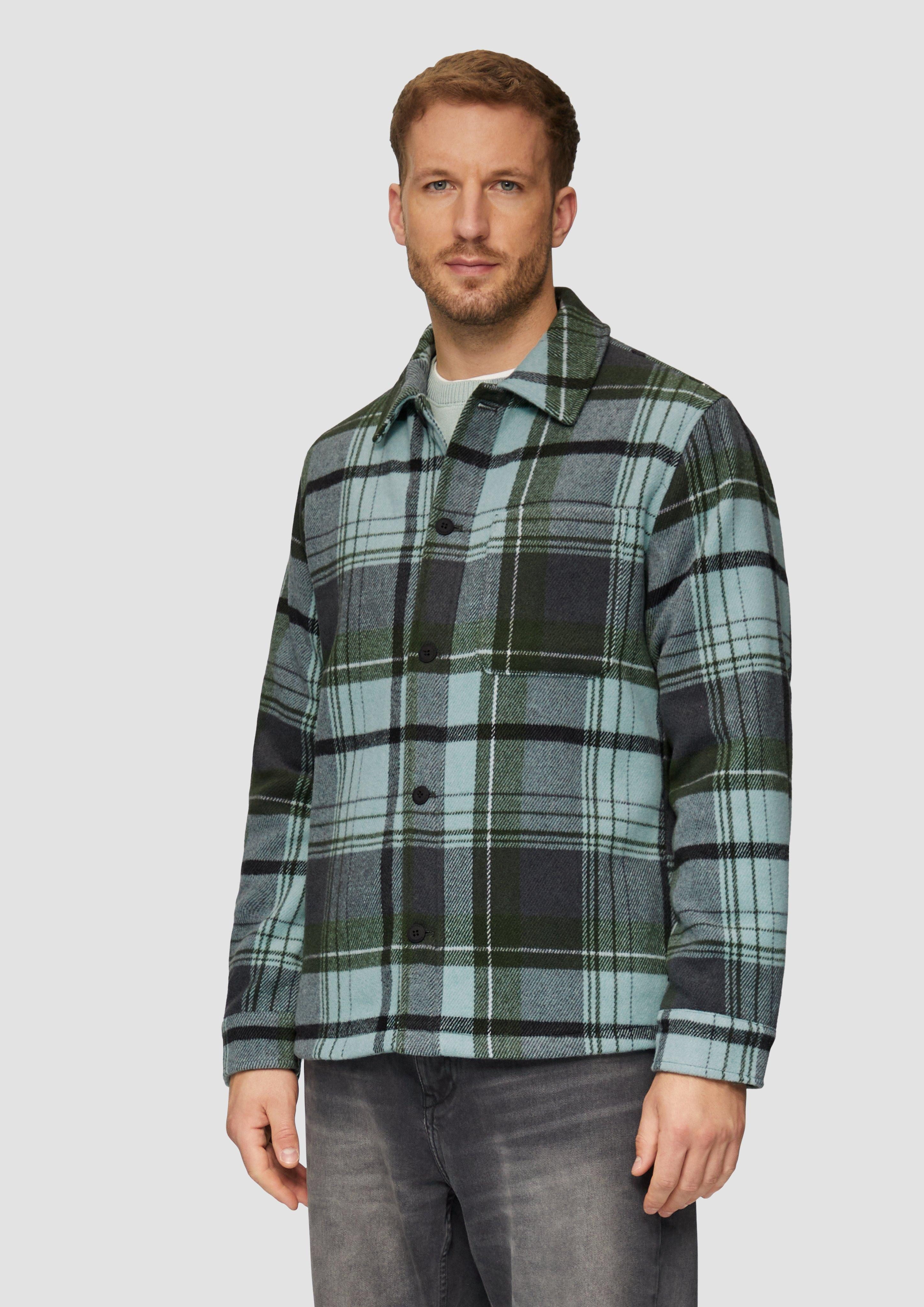 Allwetterjacke Kariertes Overshirt mit Brusttasche und Innenfutter